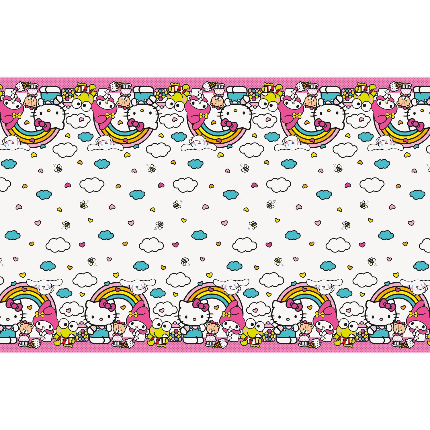 Hello Kitty & Friends Rectangular Plastic Table Cover, 54" x 84" - Short Fold