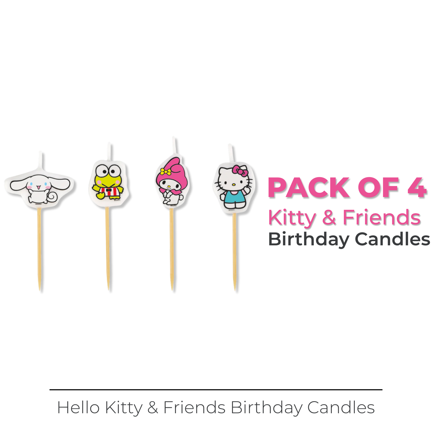 Hello Kitty & Friends Pick Candles, 4ct