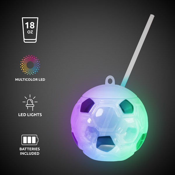 LED Soccer Ball Cup with Straw