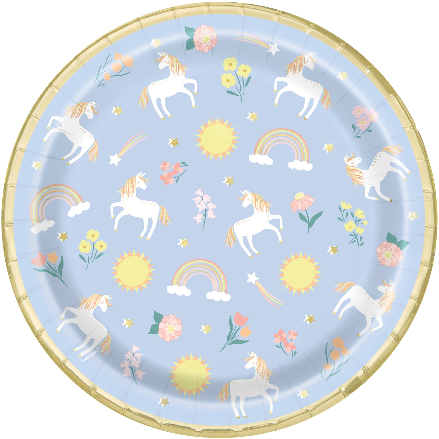 Dainty Unicorn Round 9" Dinner Plates, 8ct - Foil Stamping
