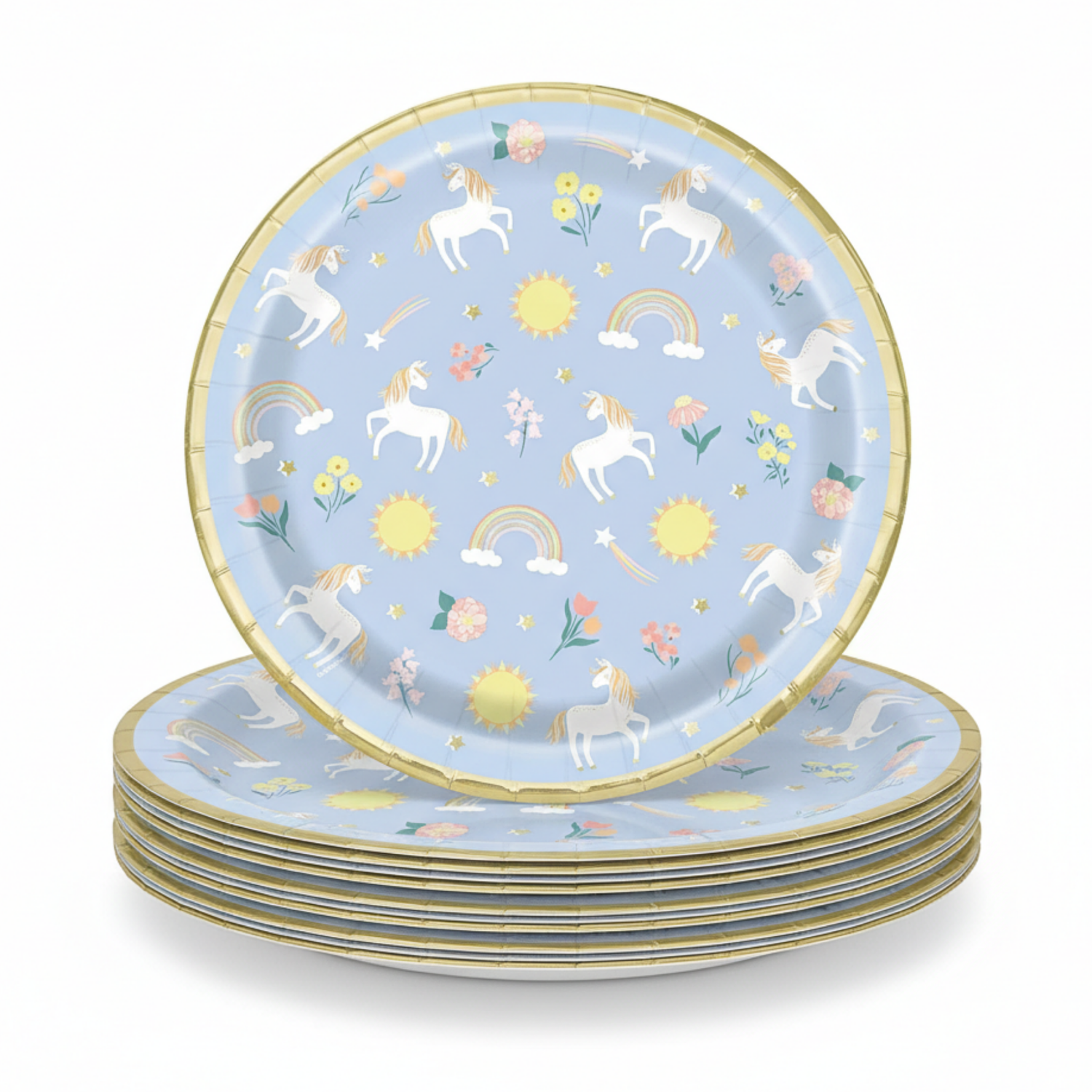 Dainty Unicorn Round 9" Dinner Plates, 8ct - Foil Stamping
