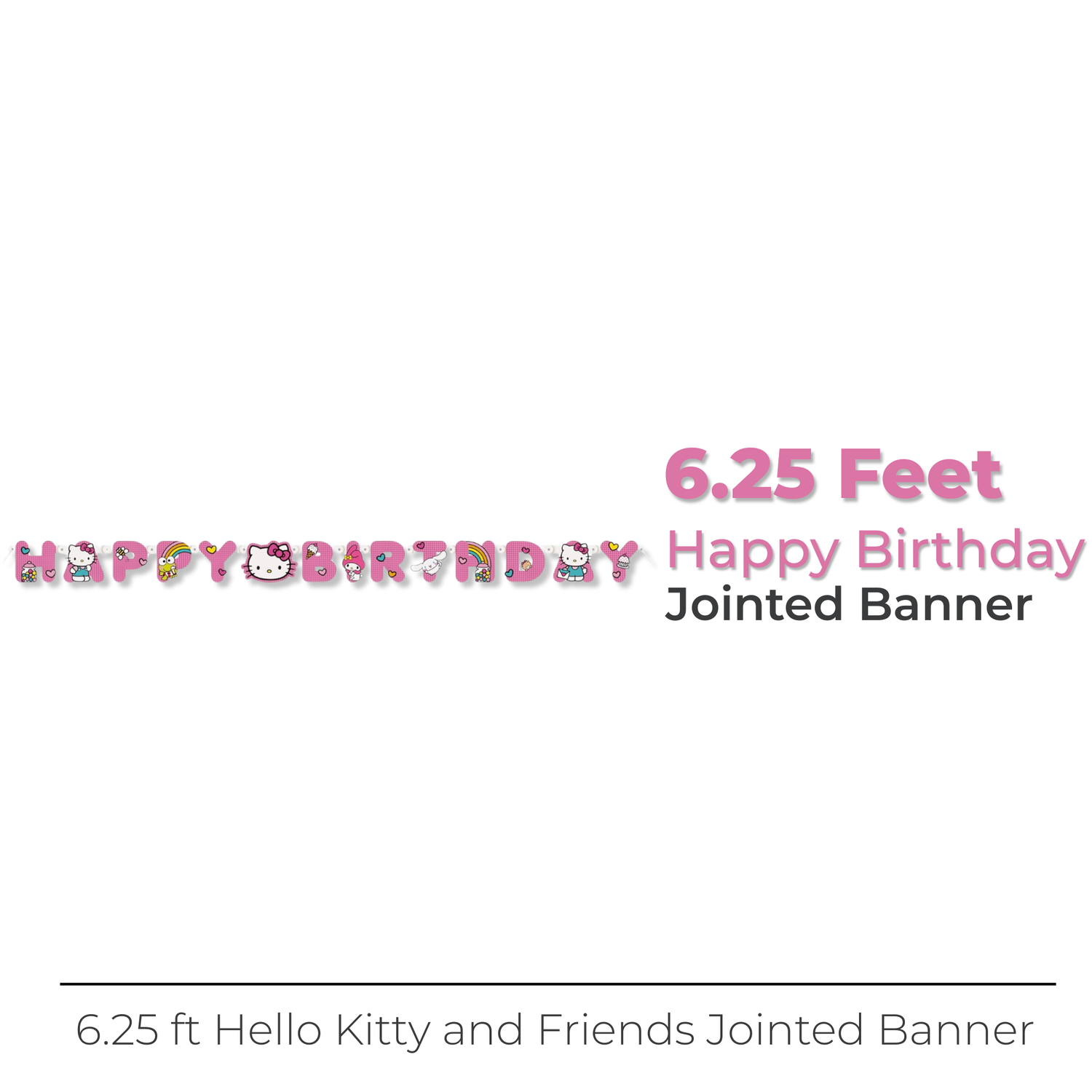 Hello Kitty and Friends "Happy Birthday" Jointed Banner, 6.25 ft