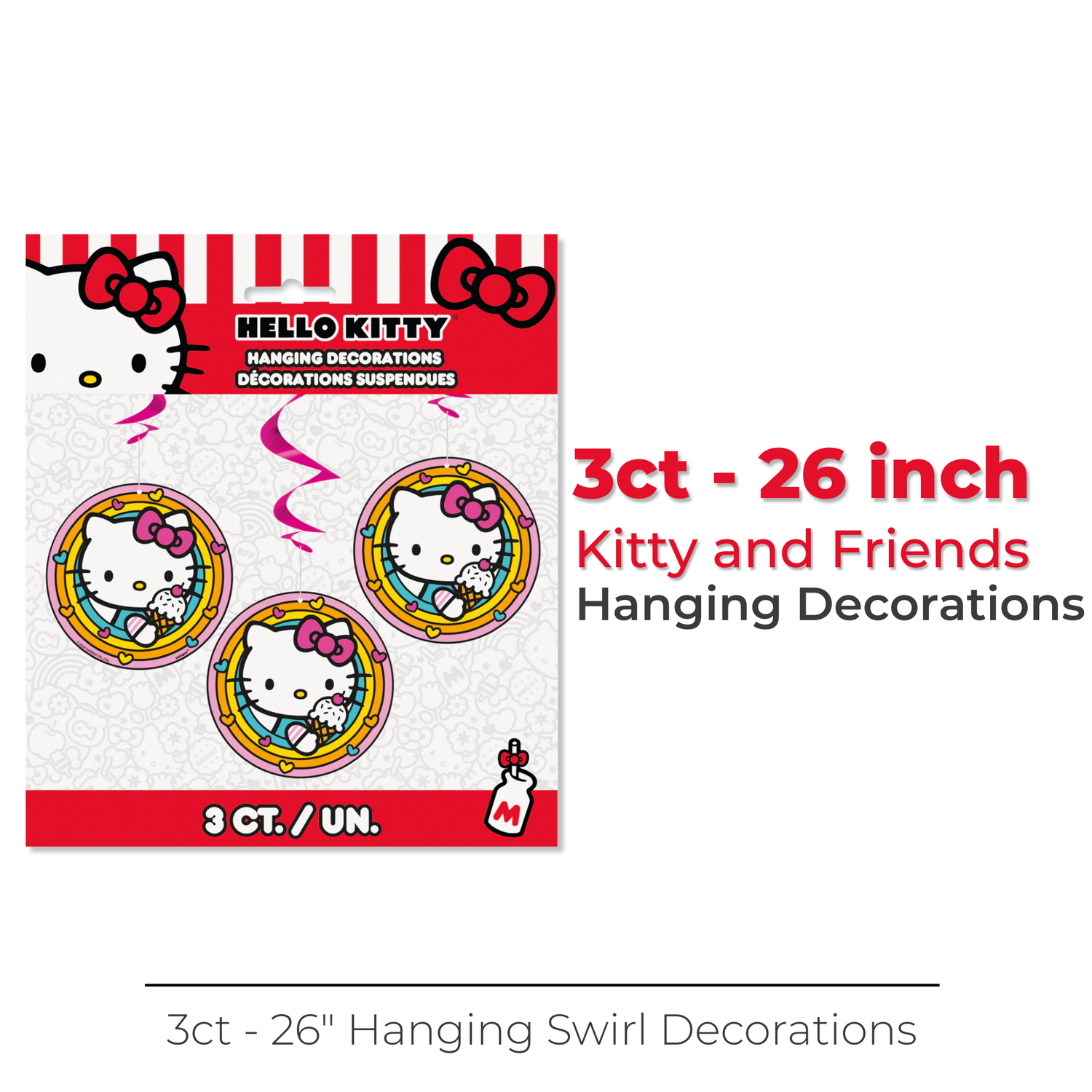 Hello Kitty and Friends 26" Hanging Swirl Decorations, 3ct