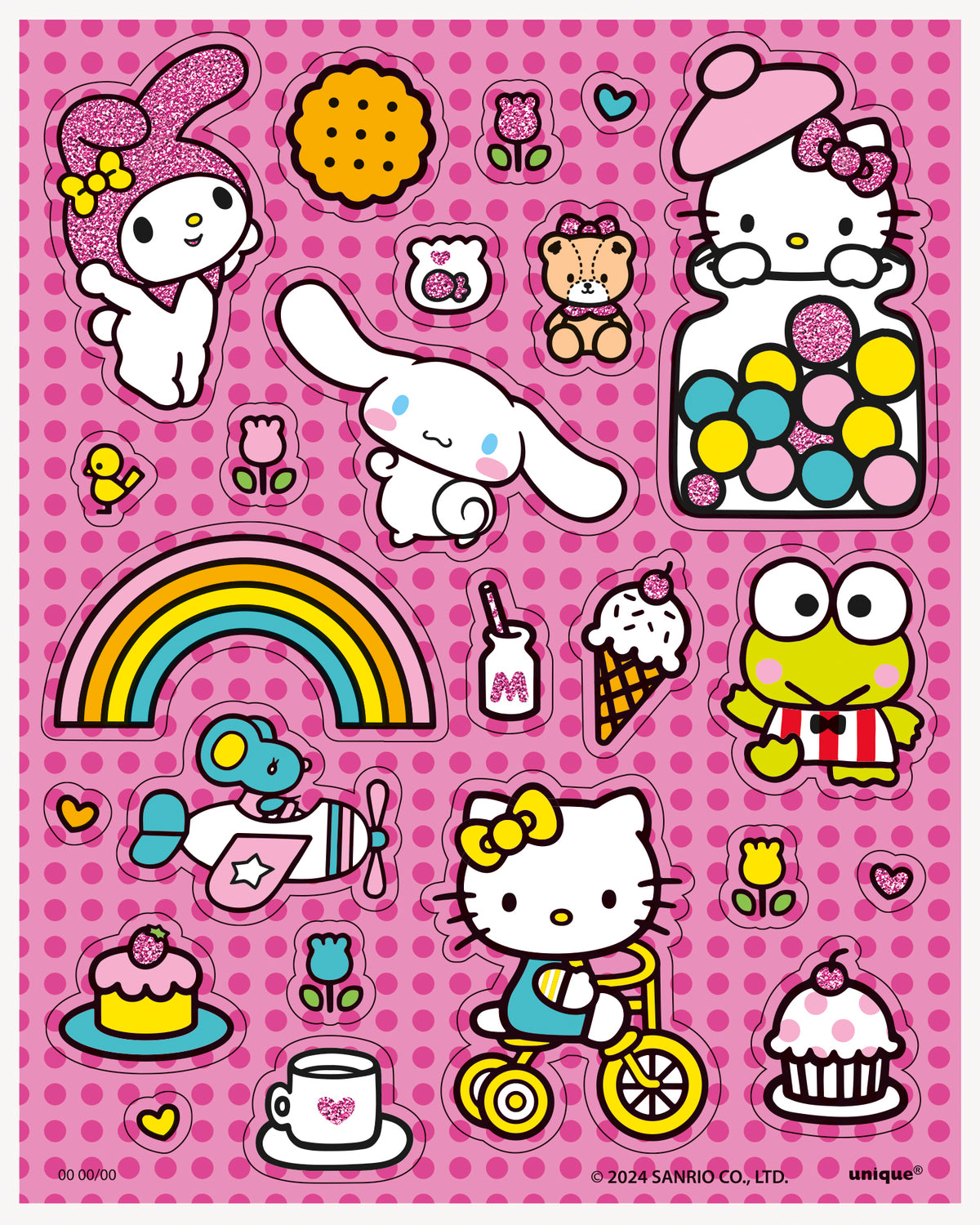 Hello Kitty and Friends Glittery Sticker Sheets, 4ct