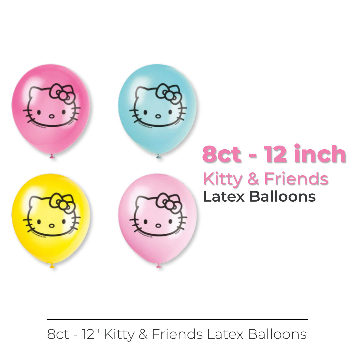 Hello Kitty and Friends Assorted 12" Latex Balloons, 8ct