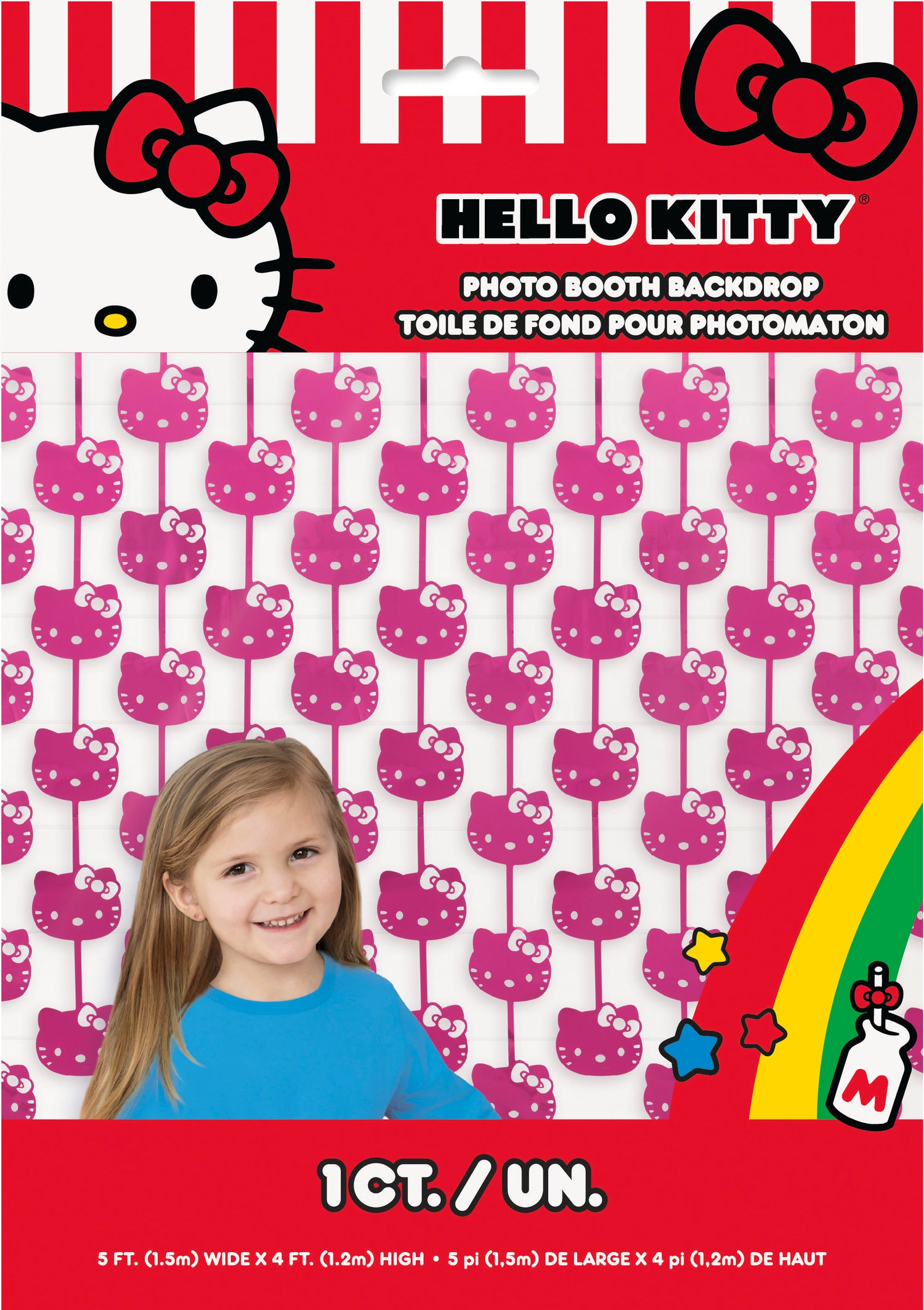Hello Kitty and Friends Diecut Faces Pink Foil Fringe Photo Backdrop - Image 2