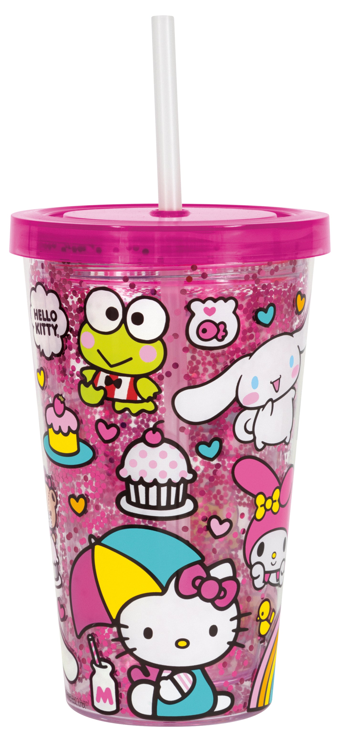 Hello Kitty and Friends Reusable 16oz Insulated Plastic Tumbler with Straw