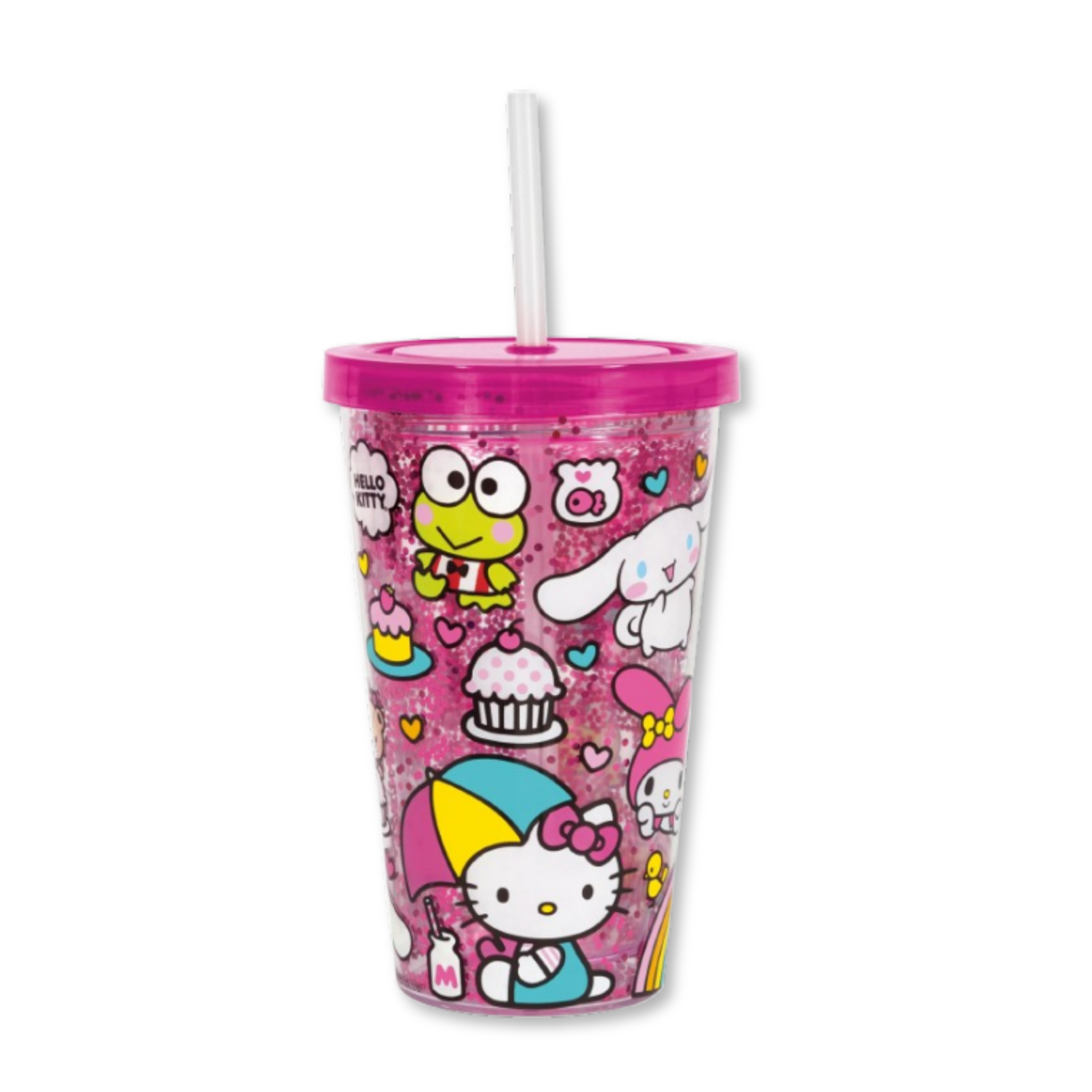 Hello Kitty and Friends Reusable 16oz Insulated Plastic Tumbler with Straw