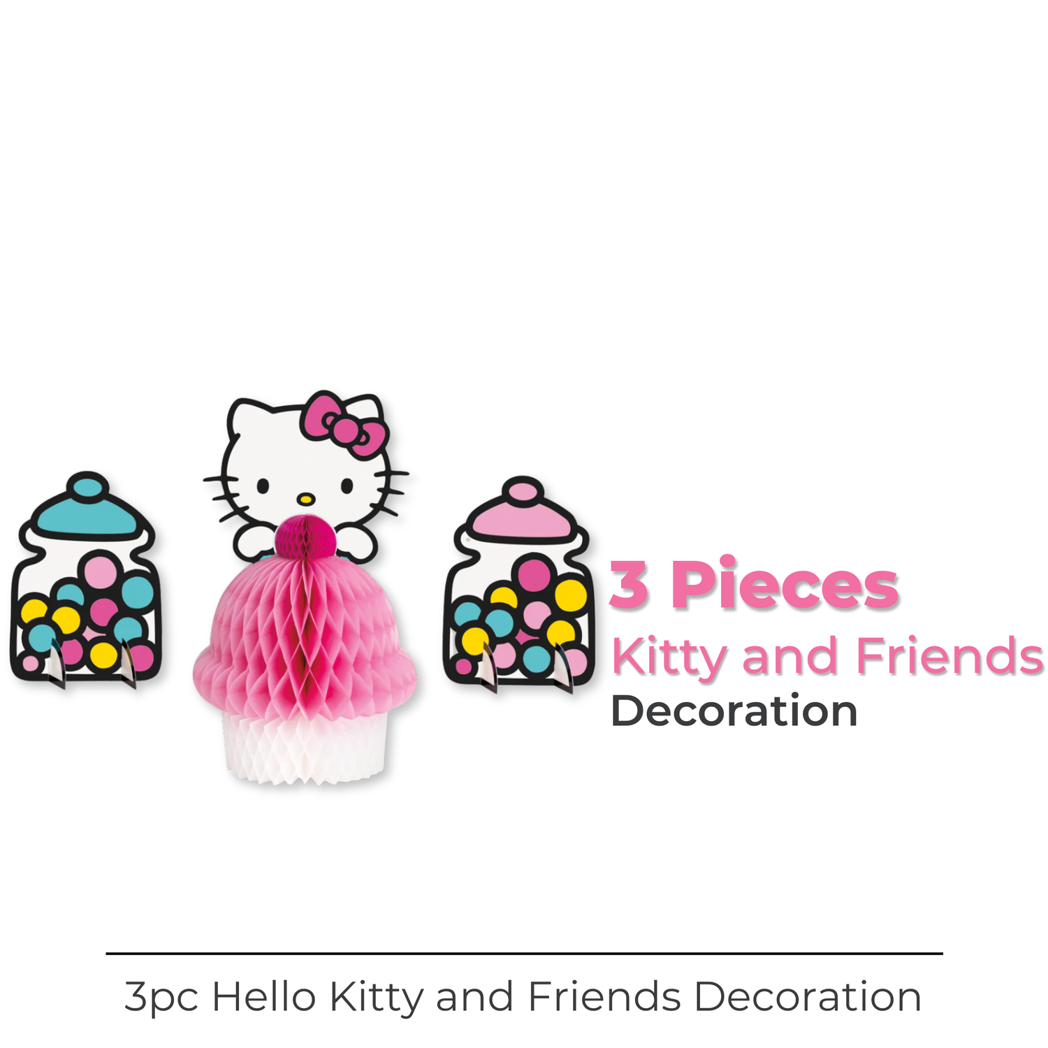 Hello Kitty and Friends Assorted Honeycomb Centerpiece Decorations, 3ct