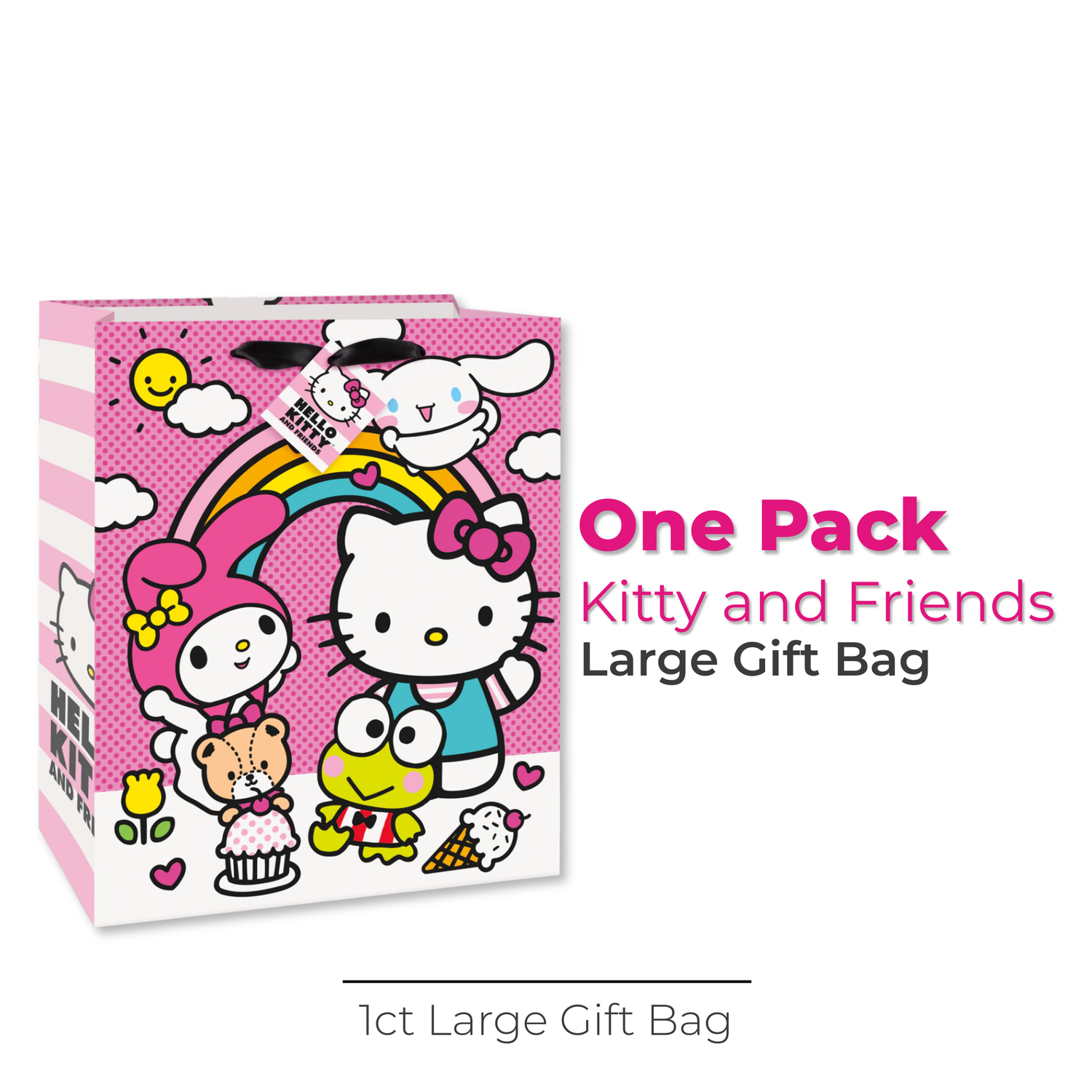 Hello Kitty and Friends Large Gift Bag with Ribbon Handle