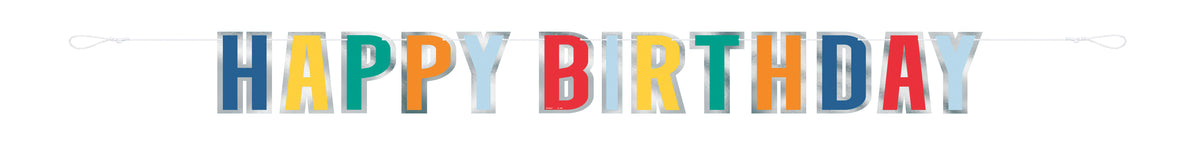 Happy Birthday Dots "Happy Birthday" Letter Banner, 7.25 ft - Foil Stamping