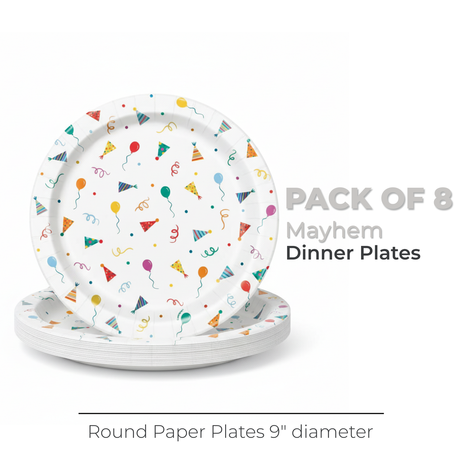 Birthday Mayhem Round 9" Dinner Plates, 8ct