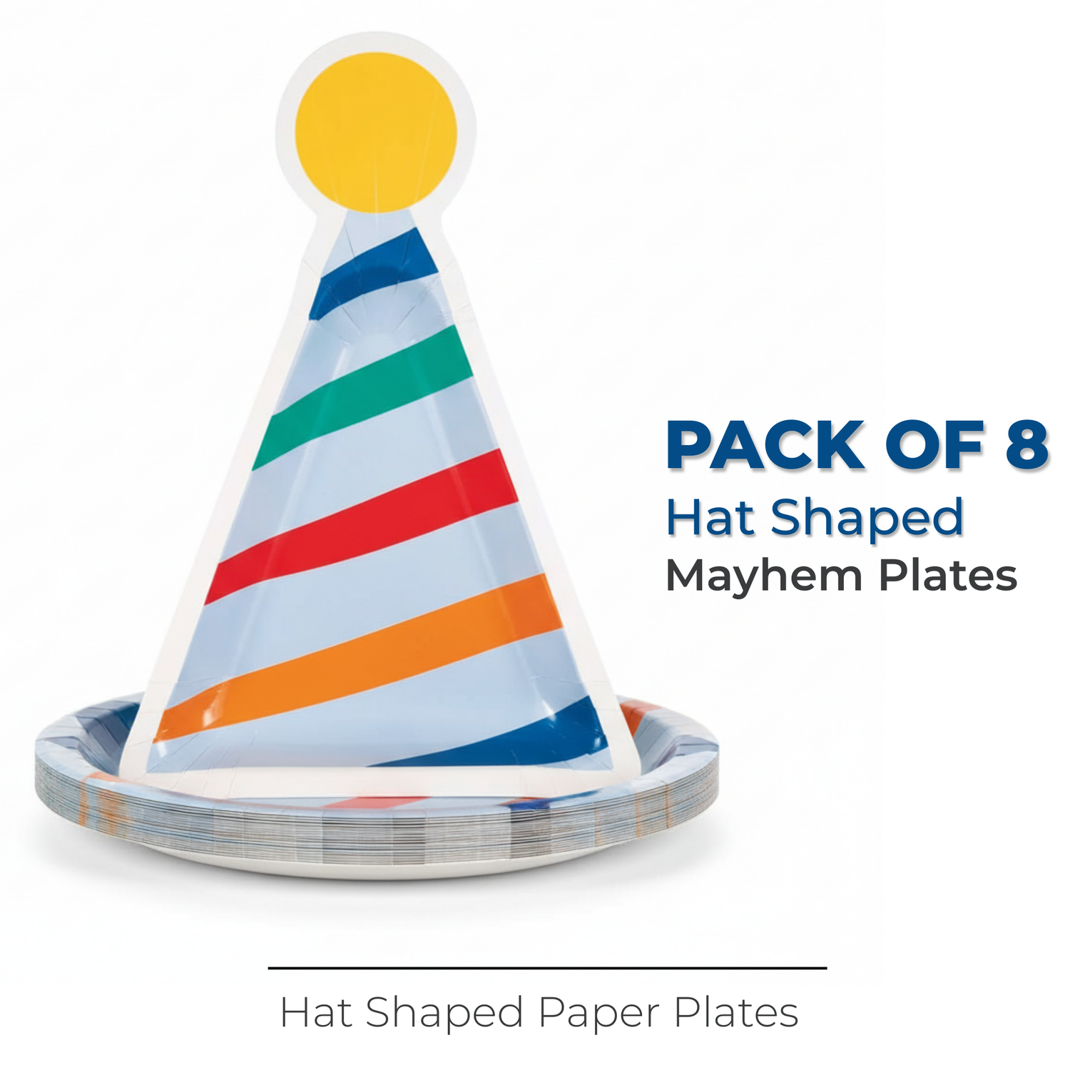 Birthday Mayhem Birthday Hat Shaped Plates, 8ct