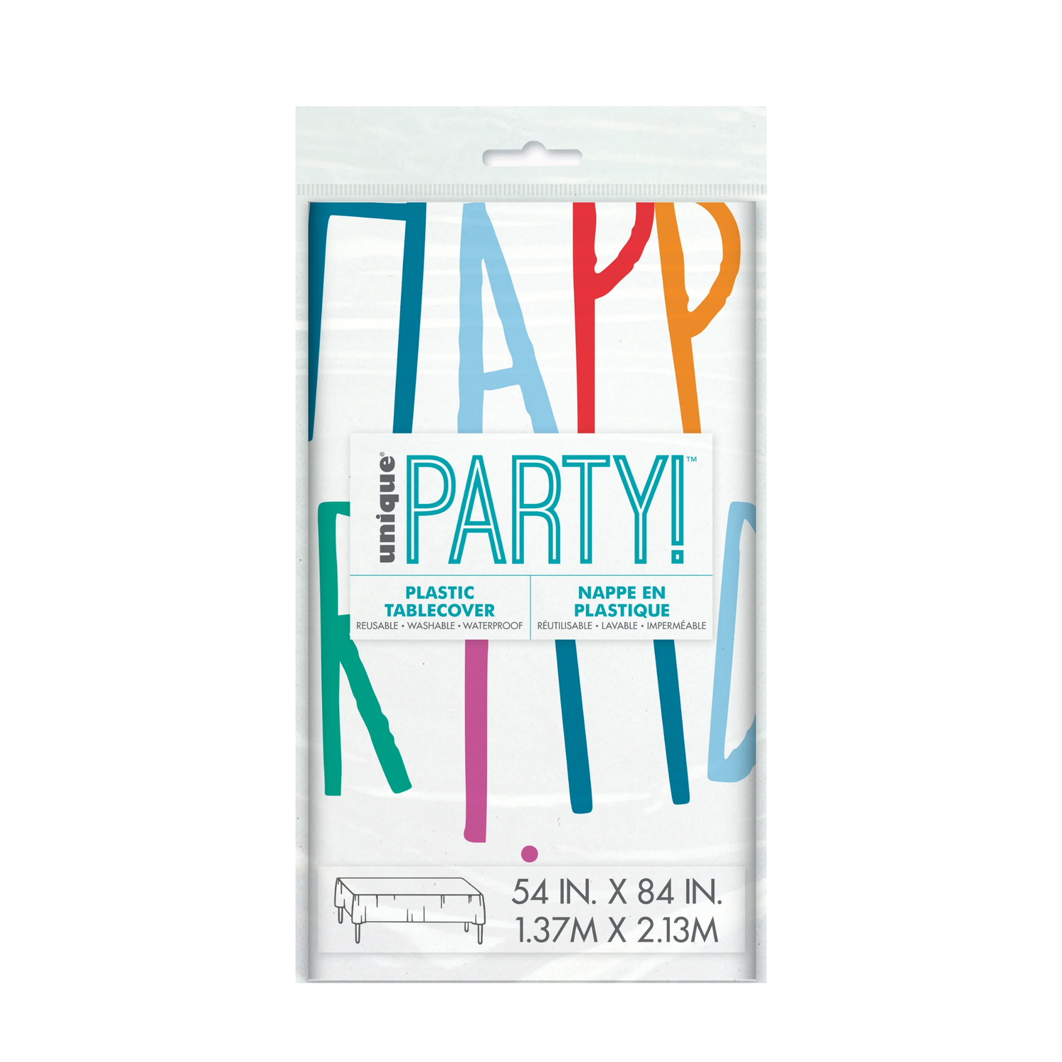 Birthday Mayhem Rectangular Plastic Table Cover, 54" x 84", Short Fold