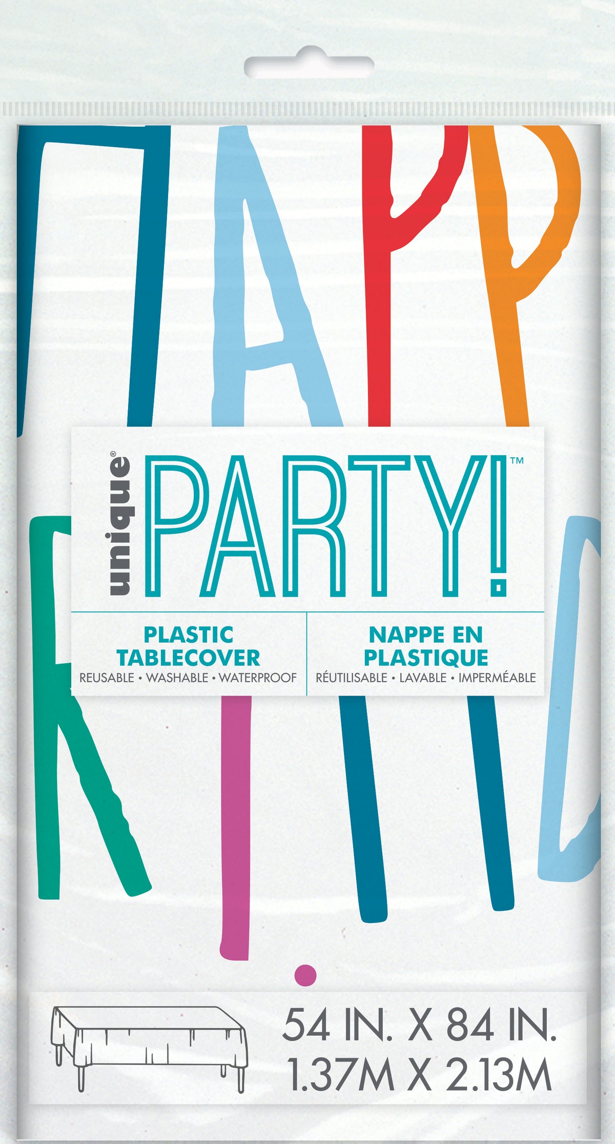 Birthday Mayhem Rectangular Plastic Table Cover, 54" x 84", Short Fold
