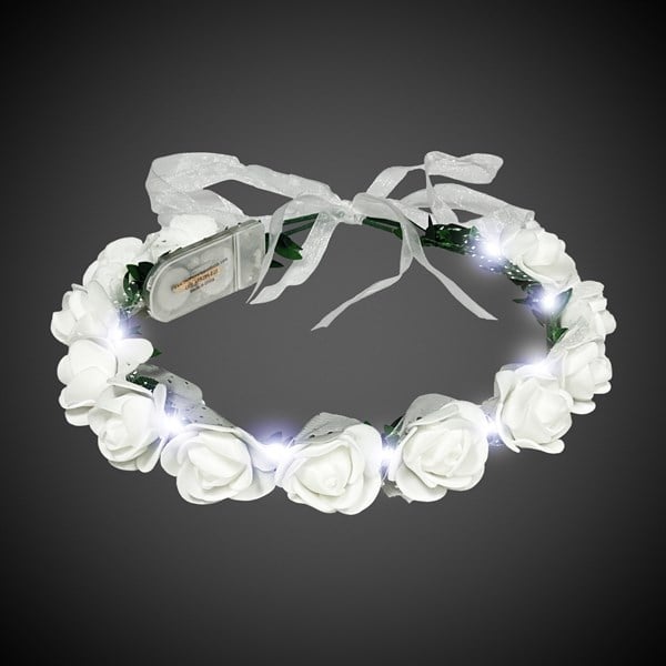 LED White Roses Halo Headband