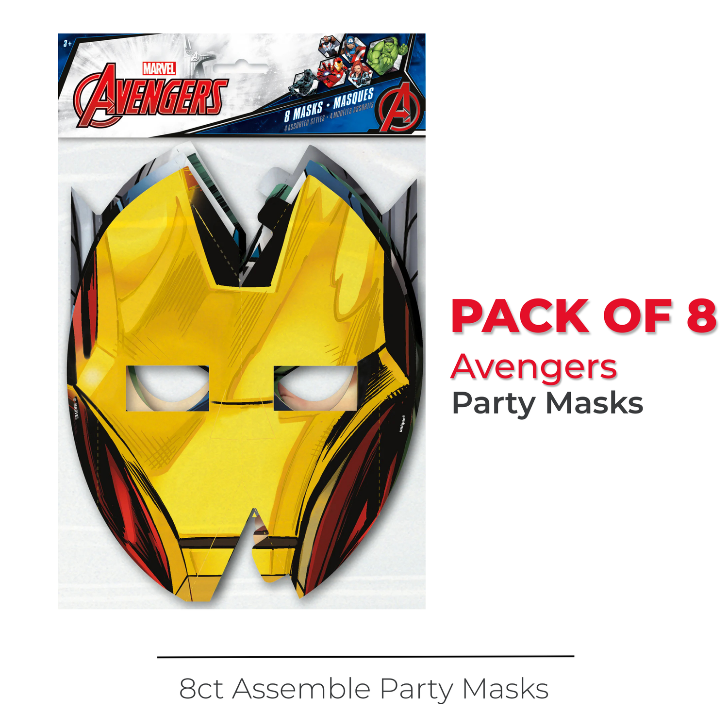 Avengers Assemble Party Masks, 8ct