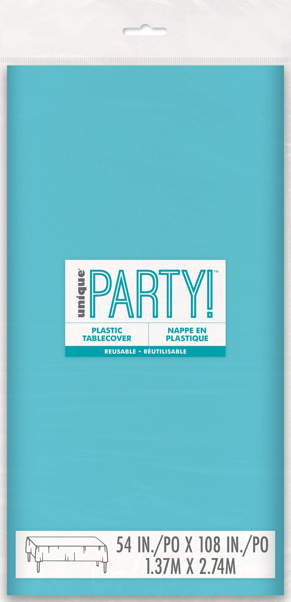 Terrific Teal Rectangular Plastic Table Cover, 54" x 108" - Image 2