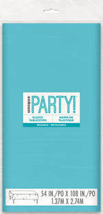 Terrific Teal Rectangular Plastic Table Cover, 54" x 108" - Image 2