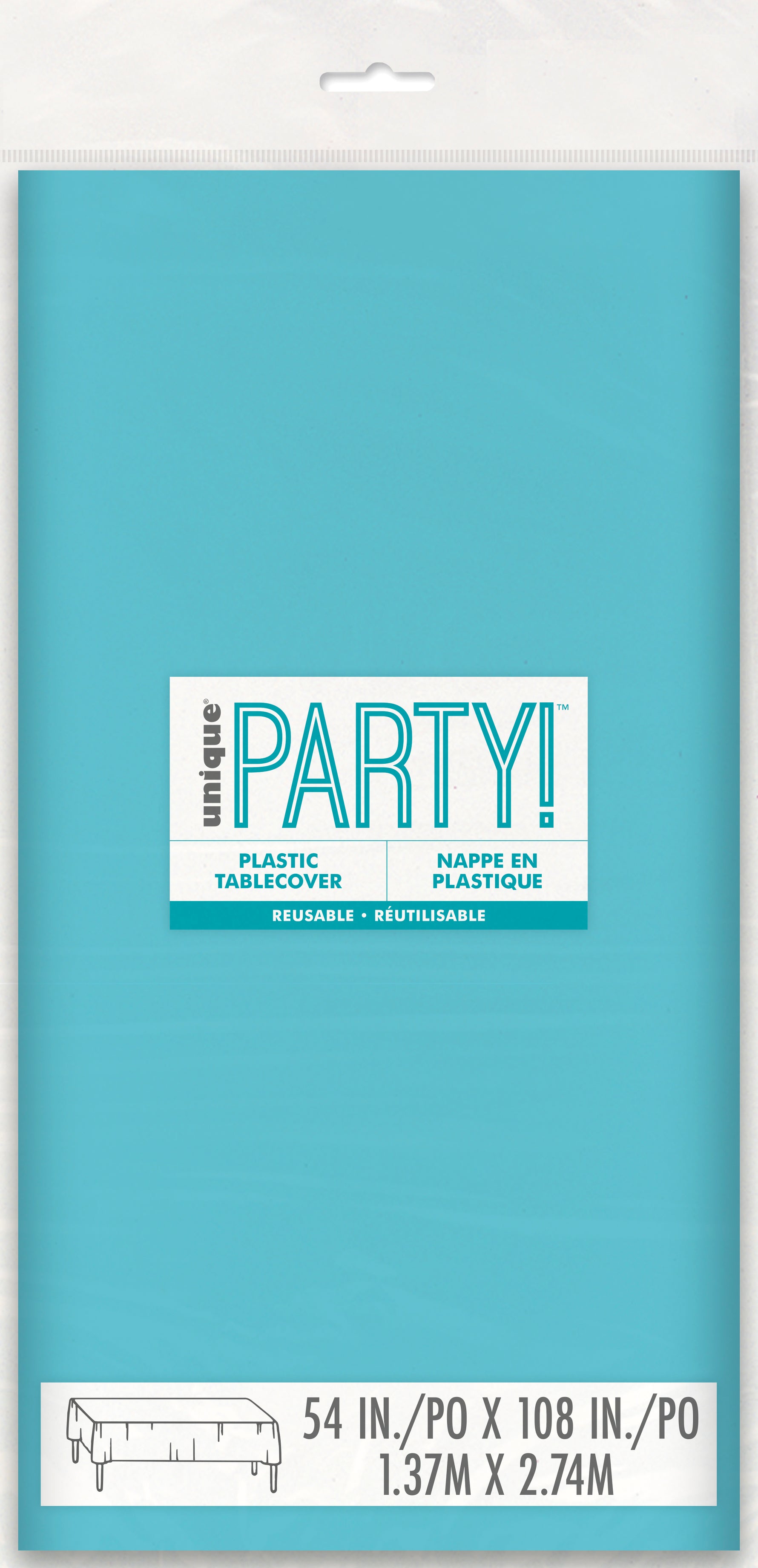 Terrific Teal Rectangular Plastic Table Cover, 54" x 108" - Image 2