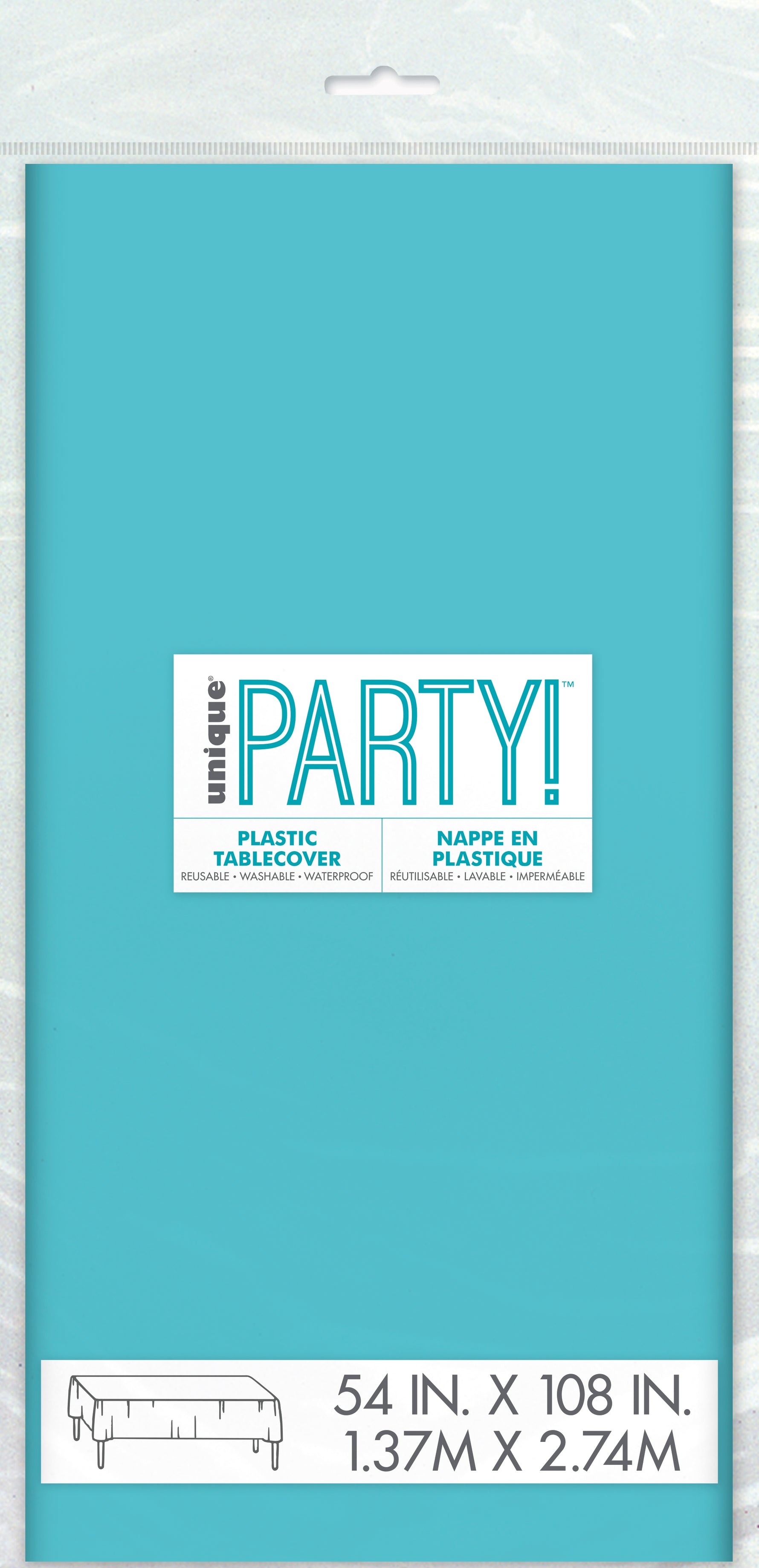 Terrific Teal Rectangular Plastic Table Cover, 54" x 108"