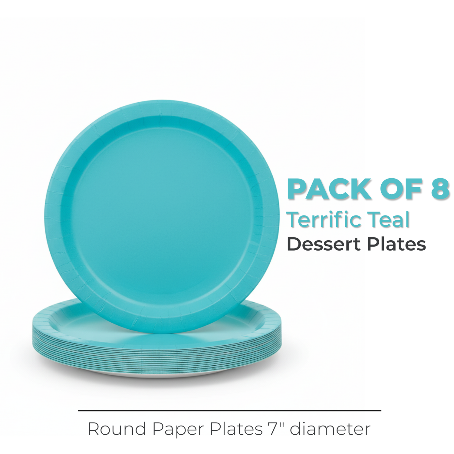 Terrific Teal Solid Round 7" Dessert Plates, 20ct