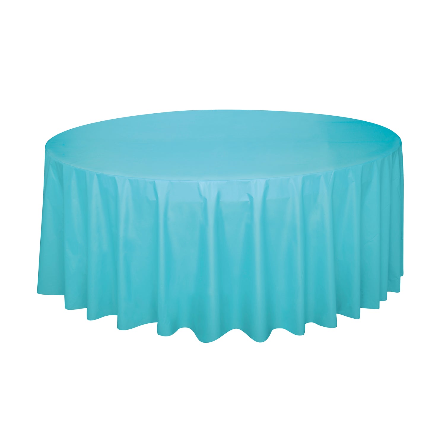 Terrific Teal Round Plastic Table Cover, 84"