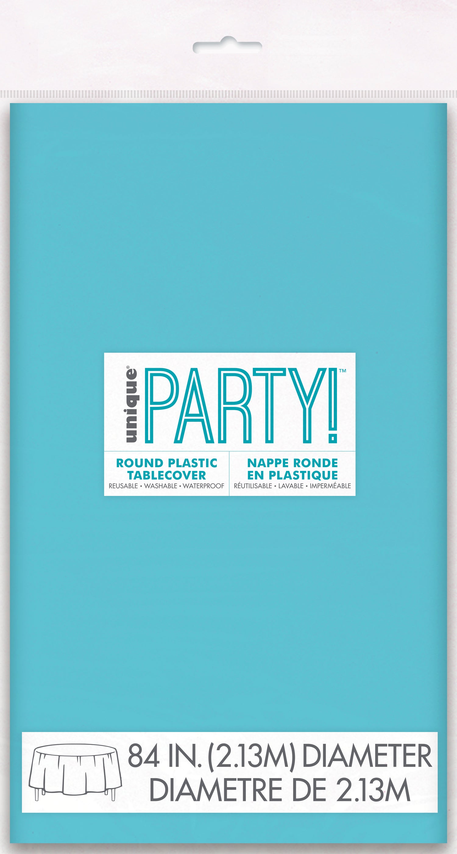 Terrific Teal Round Plastic Table Cover, 84" - Image 3