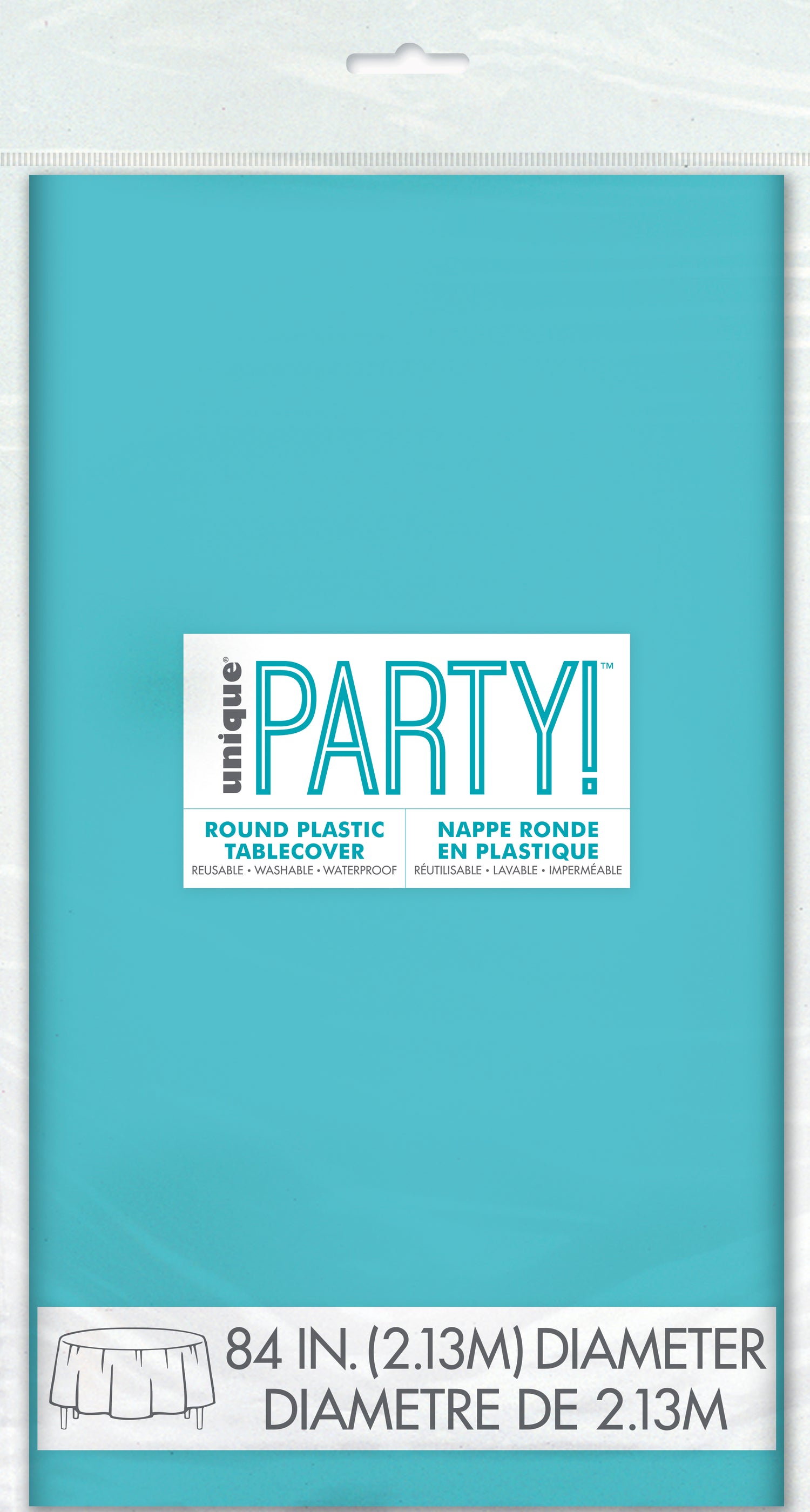 Terrific Teal Round Plastic Table Cover, 84" - Image 2