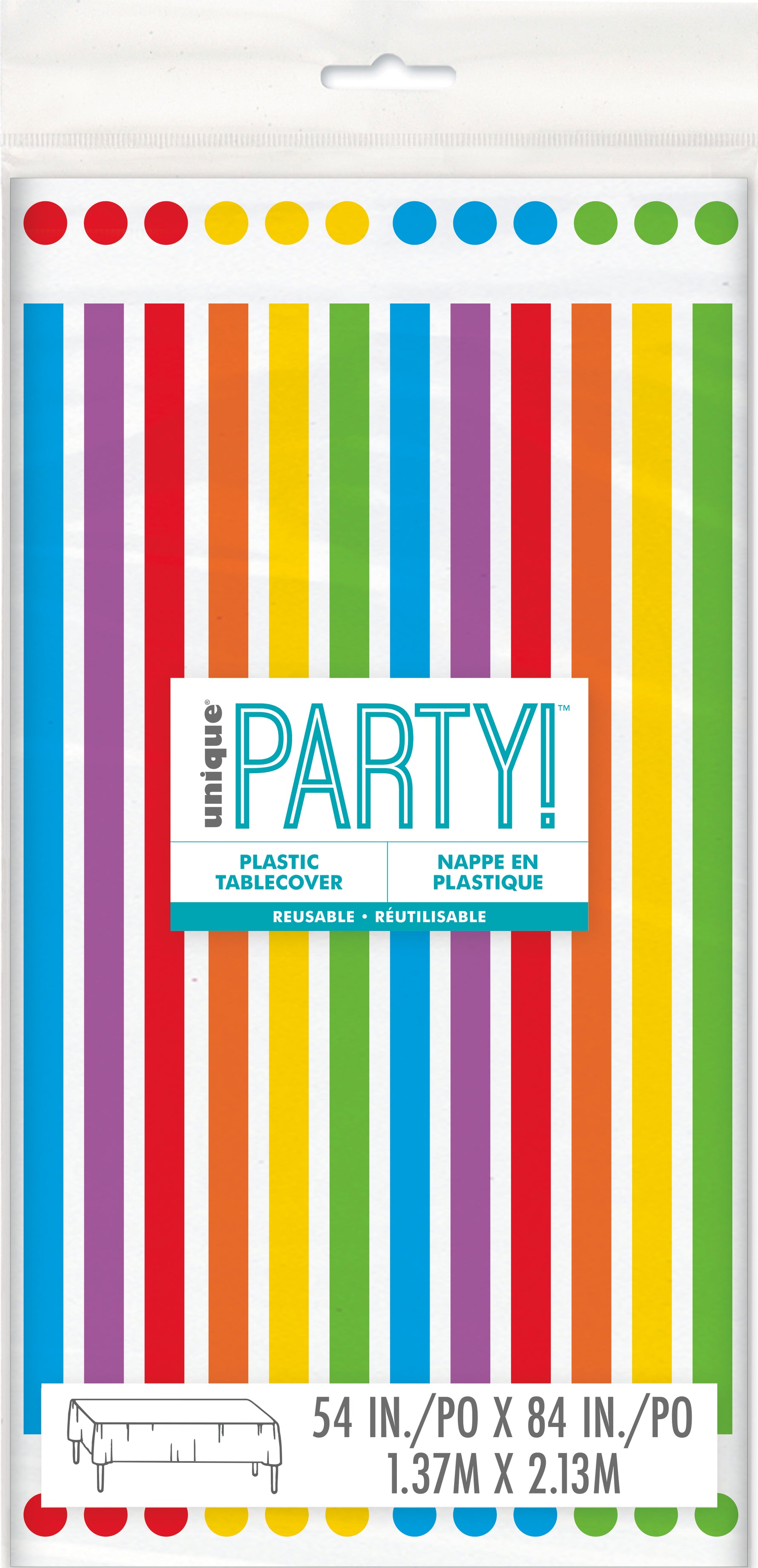 Rainbow Birthday Rectangular Plastic Table Cover, 54" x 84"