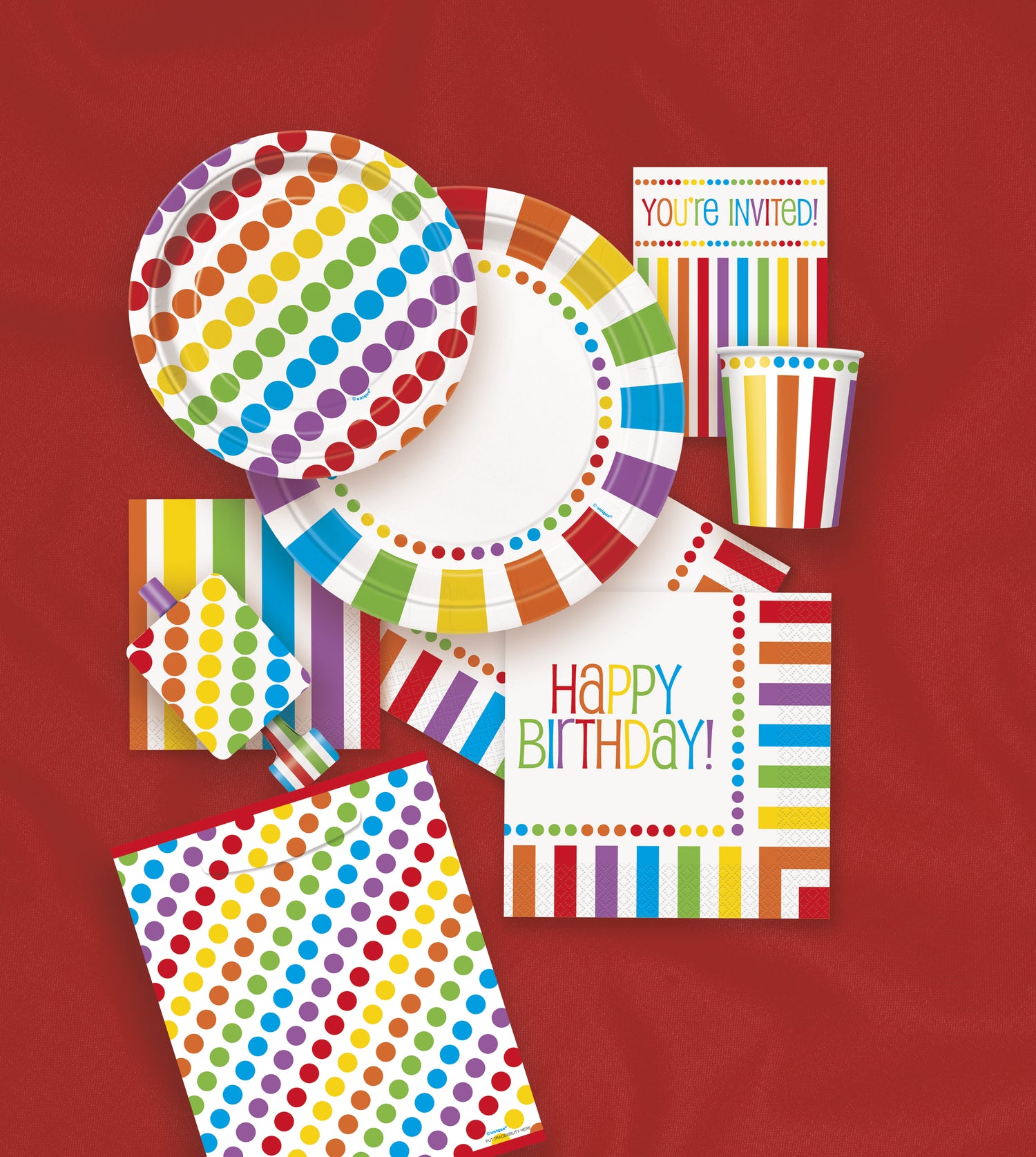 Rainbow Birthday Round 9" Dinner Plates, 8ct - Image 2