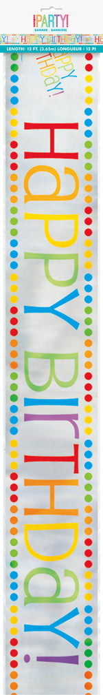 Foil Rainbow Birthday Banner, 12 ft - Image 2