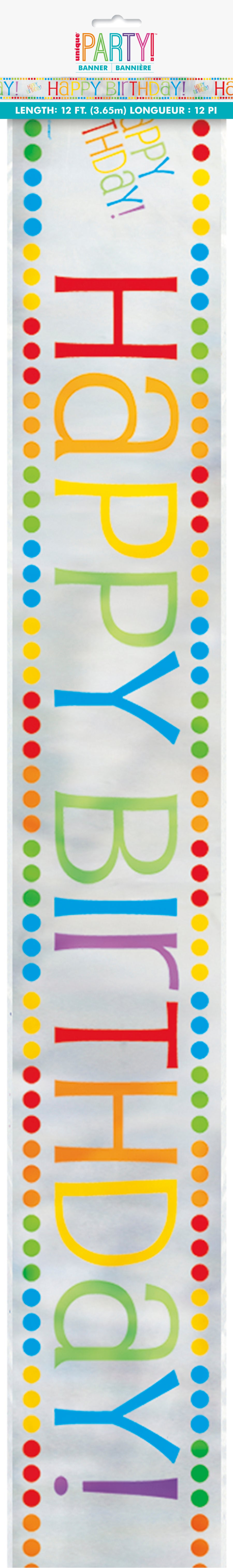 Foil Rainbow Birthday Banner, 12 ft - Image 2