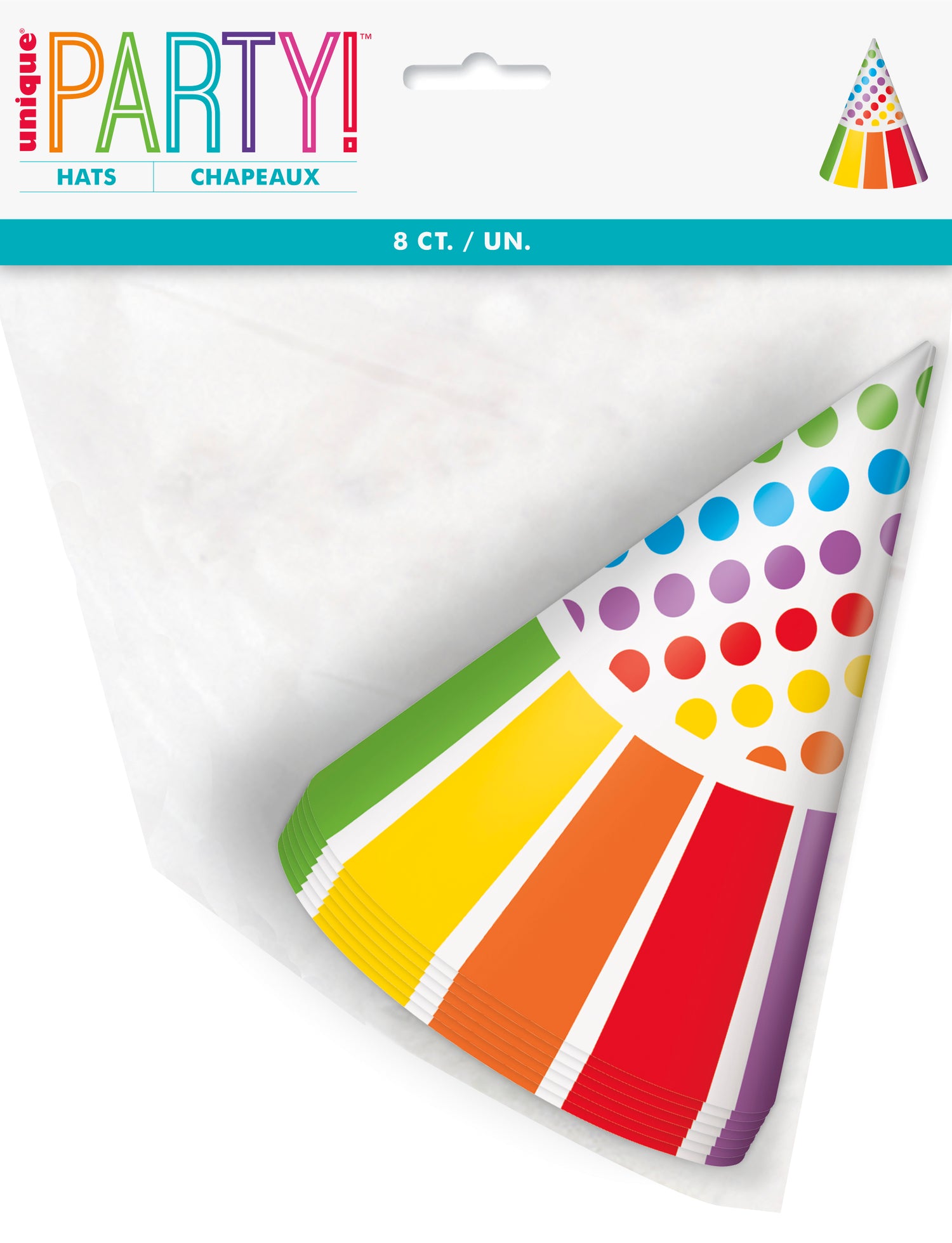 Rainbow Birthday Party Hats, 8ct - Image 2
