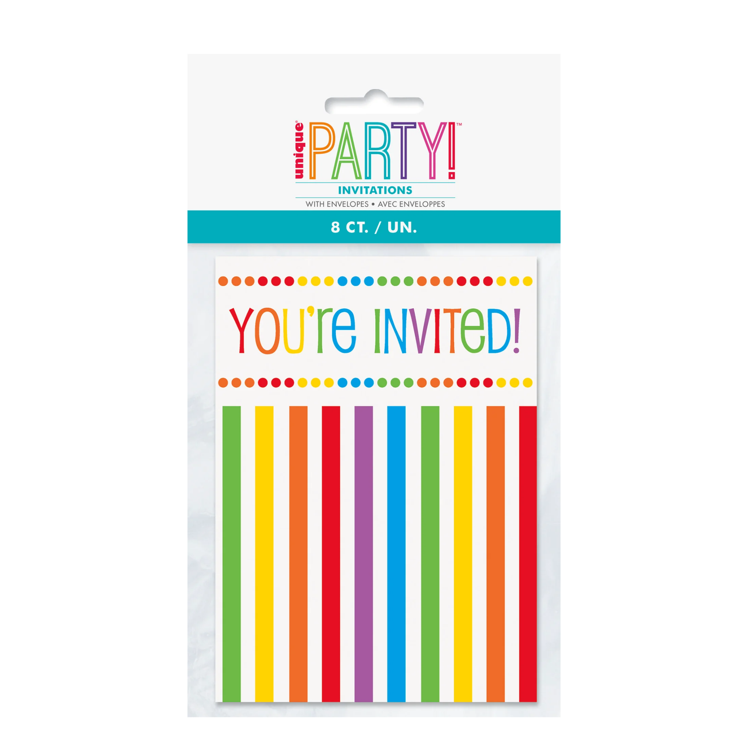 Rainbow Birthday Invitations, 8ct