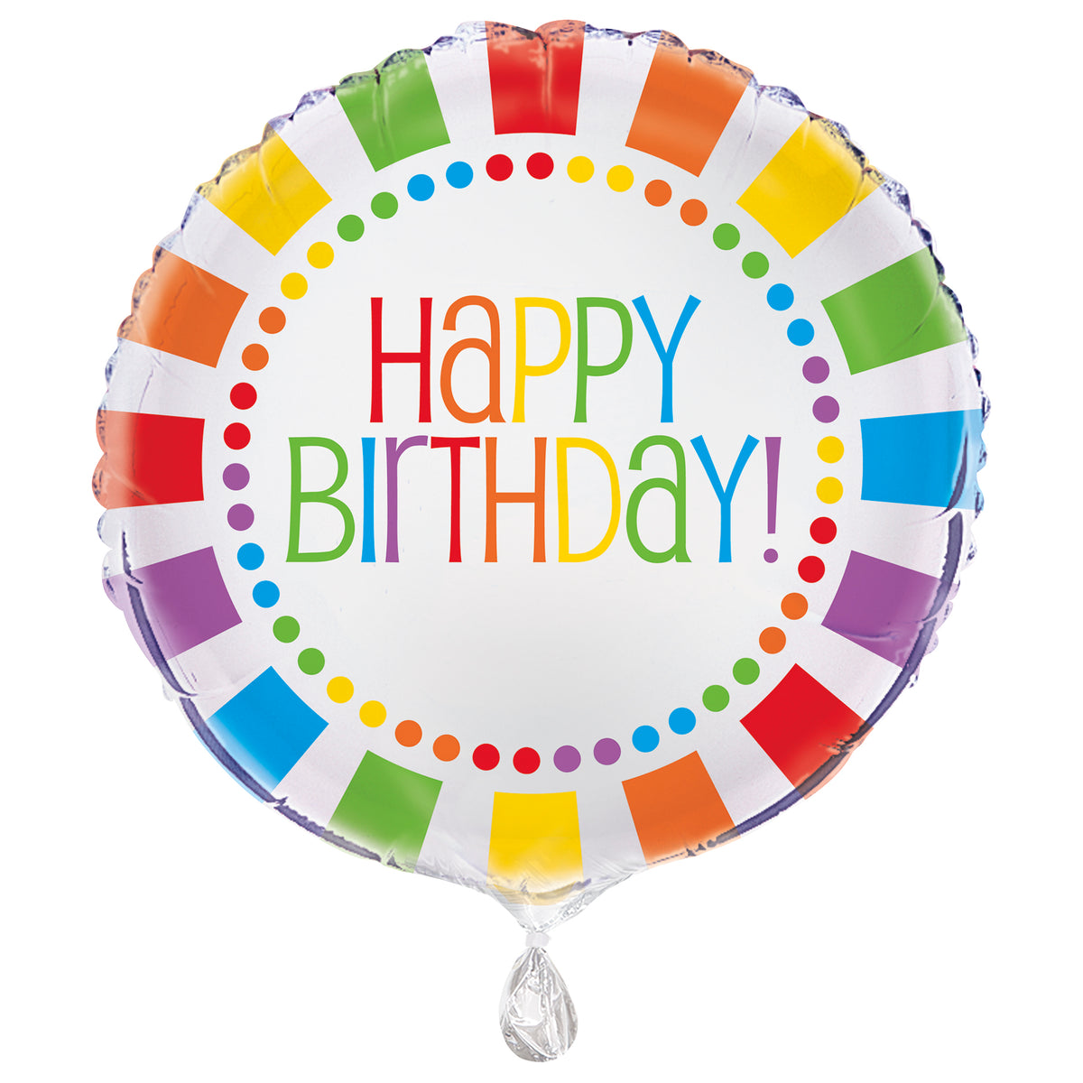 Rainbow Birthday Round Foil Balloon 18", Packaged