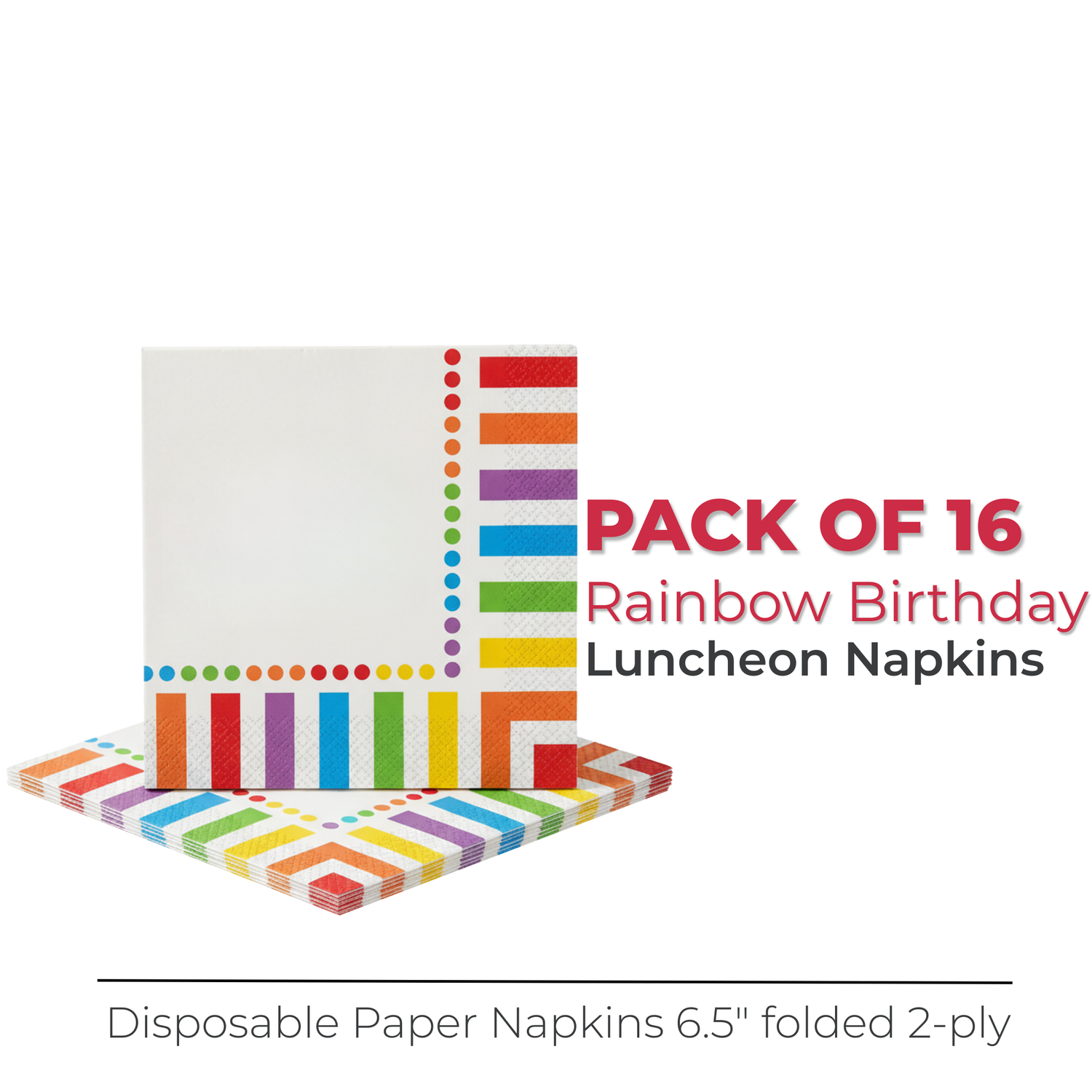 Rainbow Birthday Luncheon Napkins, 16ct