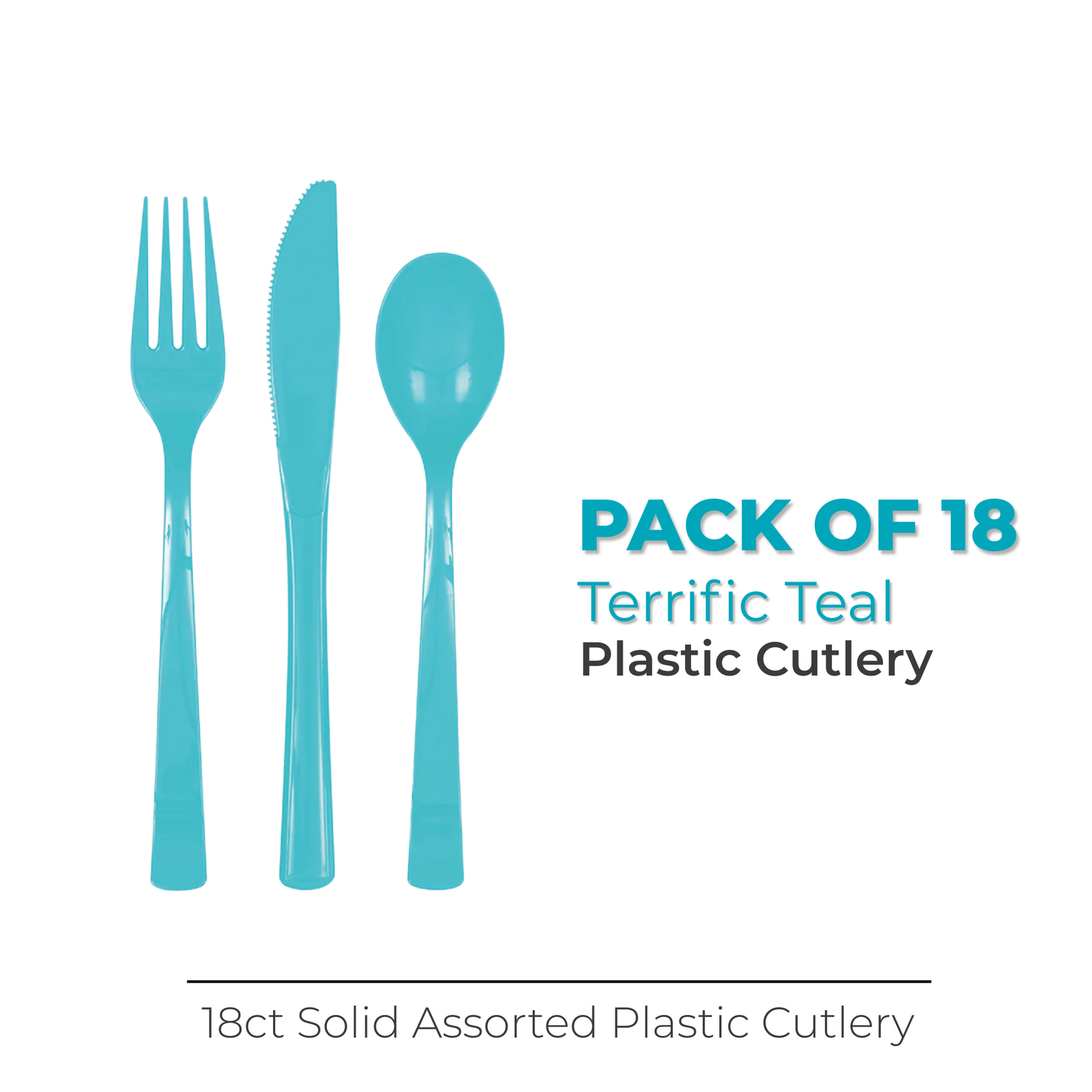 Terrific Teal Assorted Plastic Cutlery, 18ct