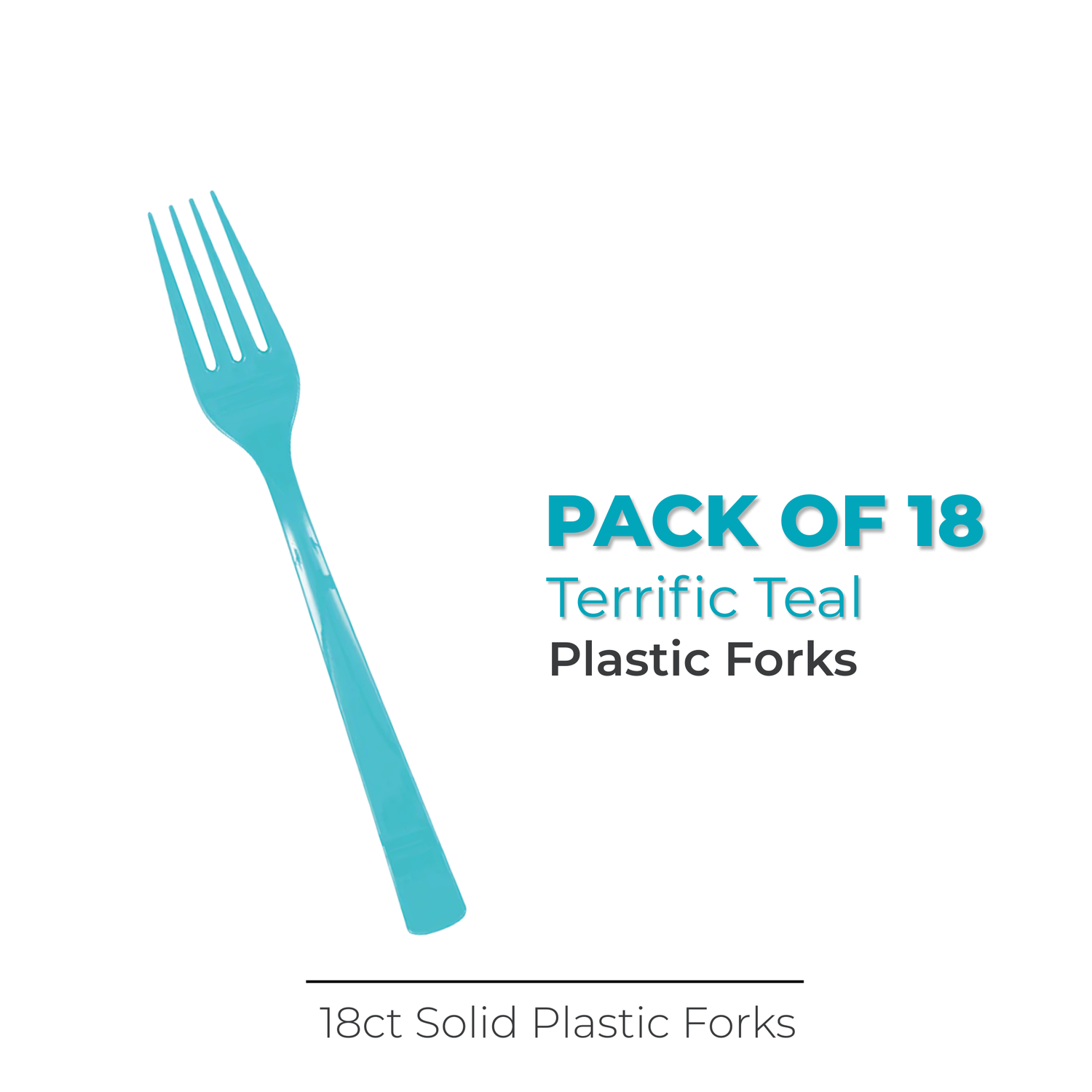 Terrific Teal Plastic Forks, 18ct