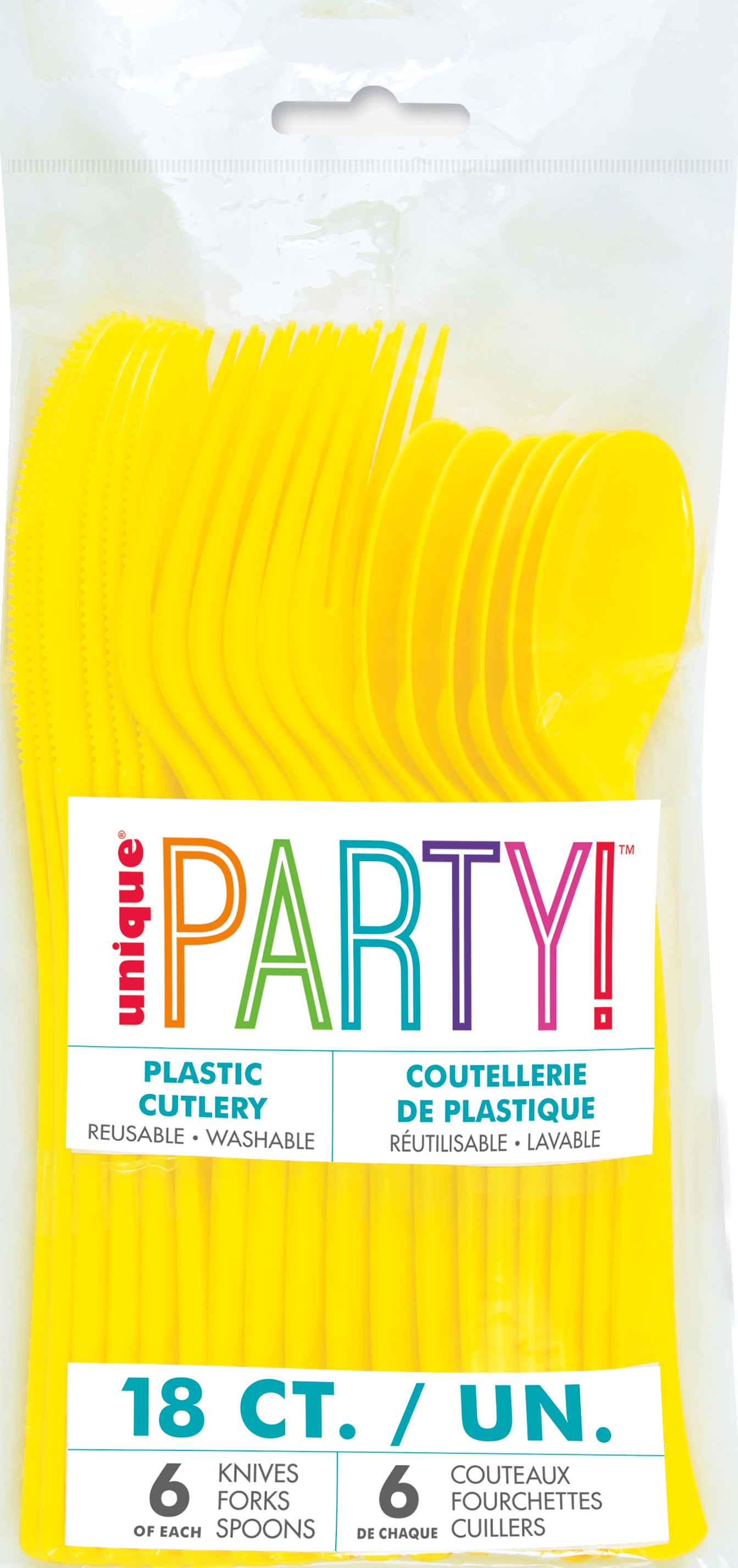 Neon Yellow Solid Assorted Plastic Cutlery, 18ct - Bag - Image 2