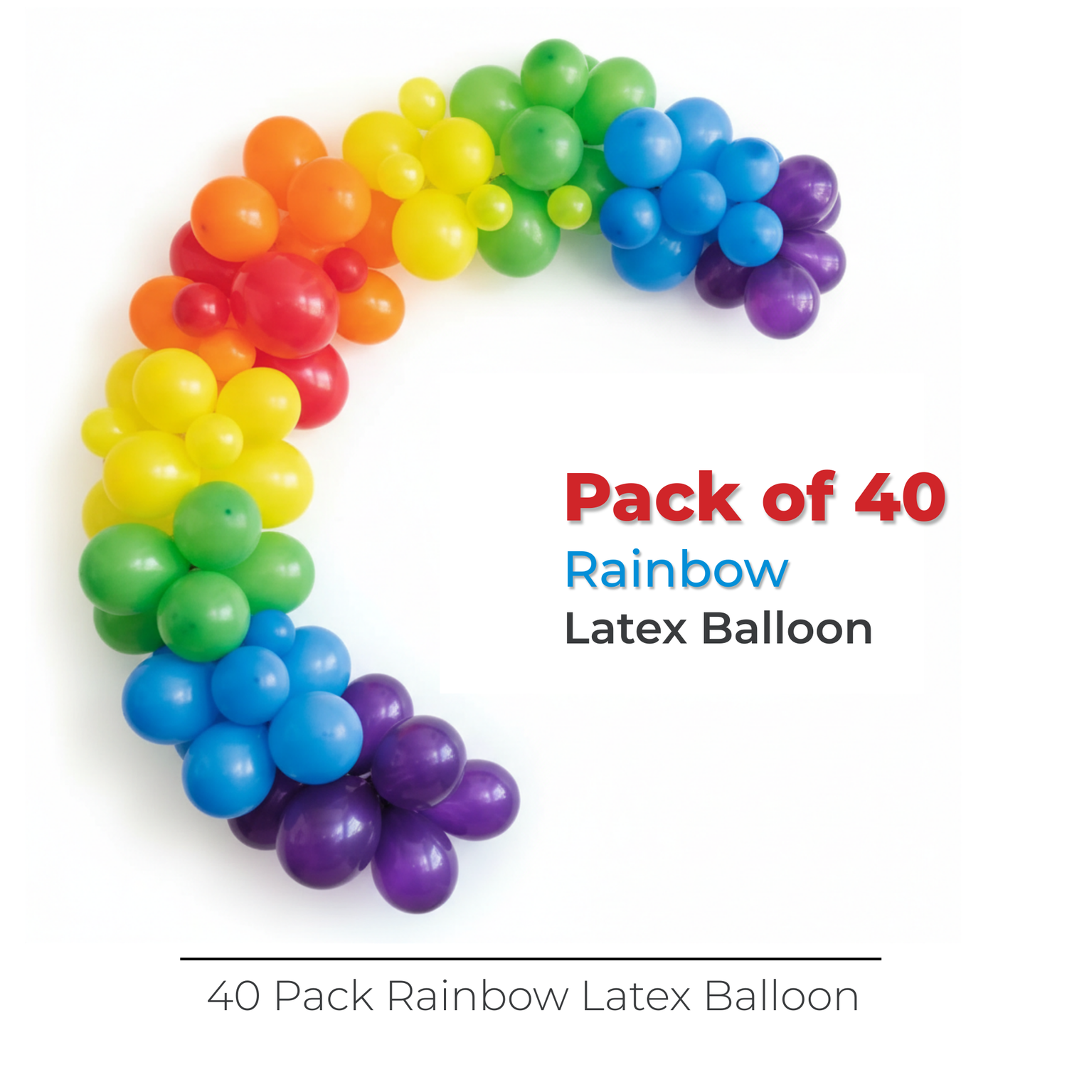 Rainbow Latex Balloon Arch Kit, 40pc