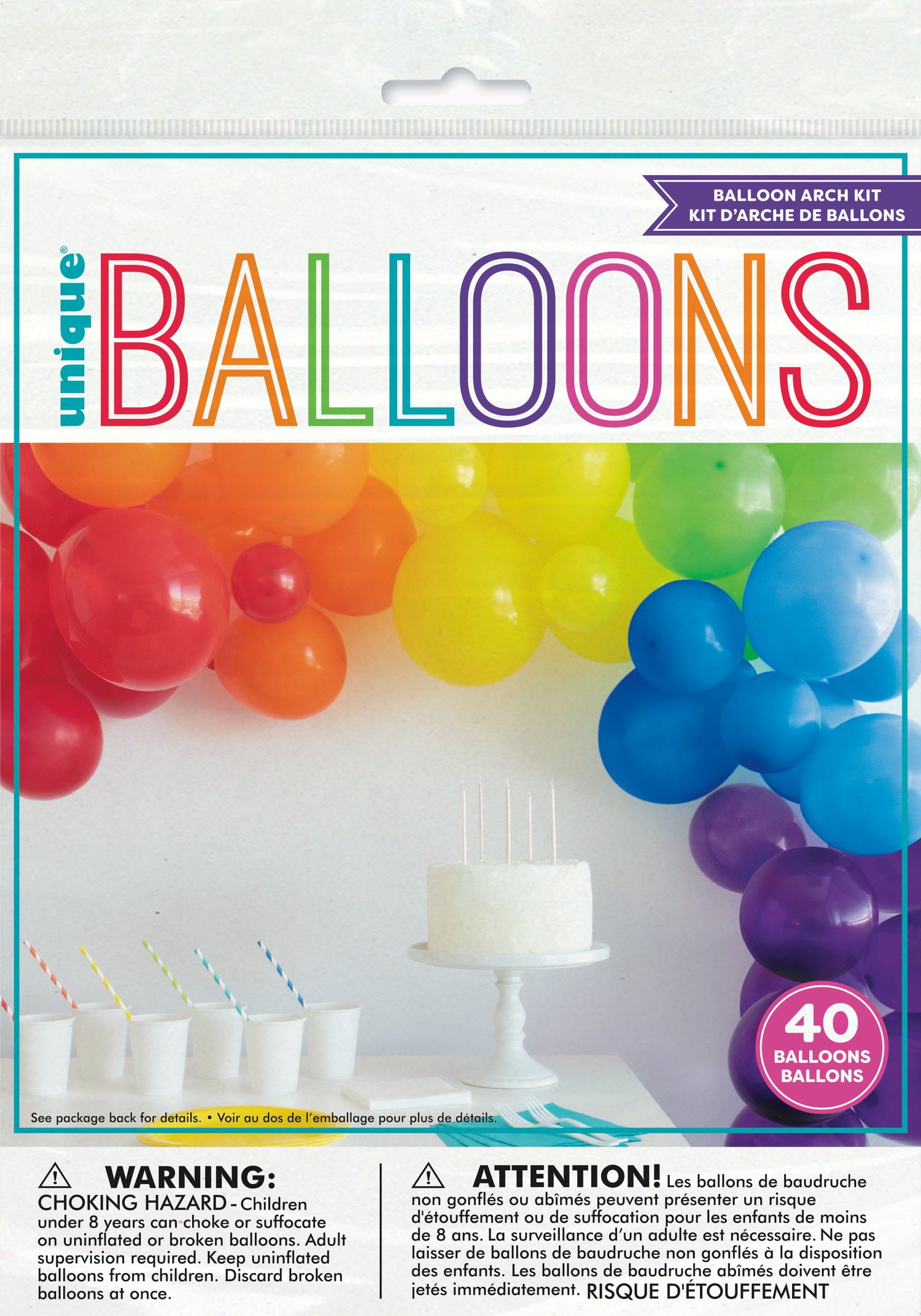 Rainbow Latex Balloon Arch Kit, 40pc