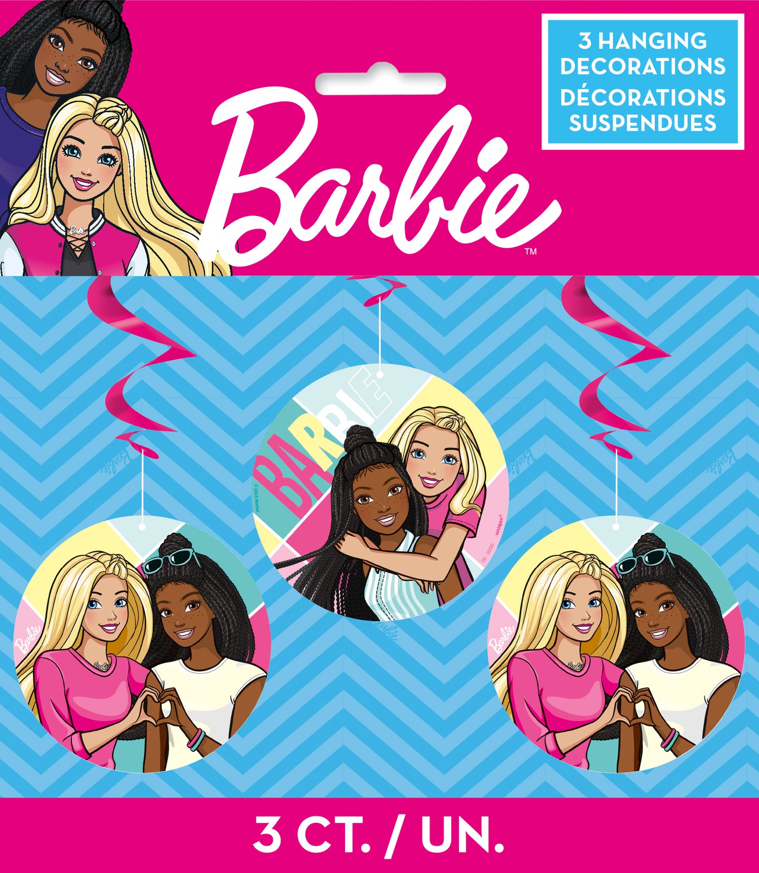 Barbie Hanging Swirl Decorations 26", 3ct