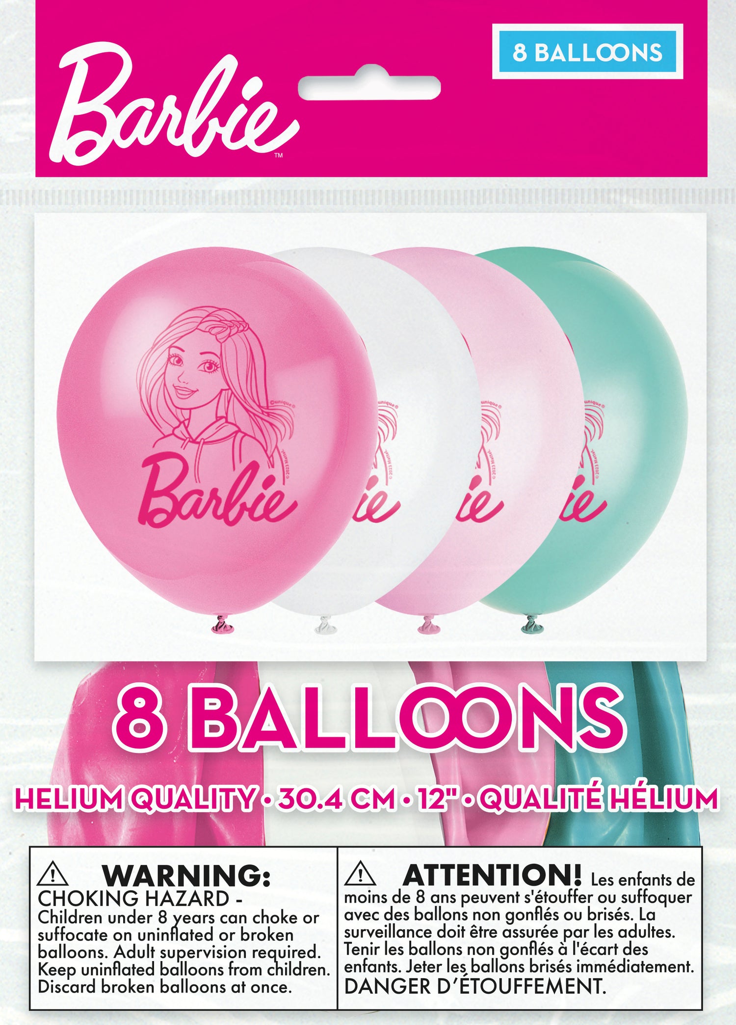 Barbie Assorted Color 12" Latex Balloons, 8ct