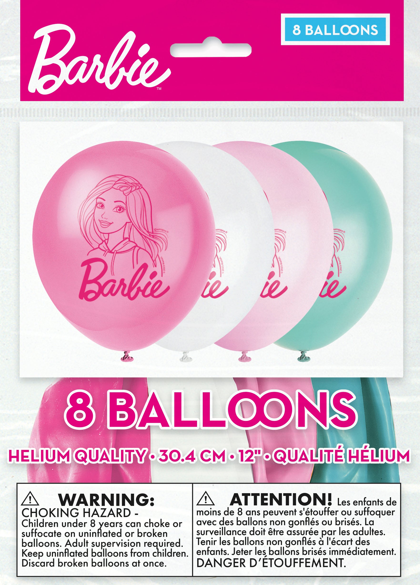 Barbie Assorted Color 12" Latex Balloons, 8ct