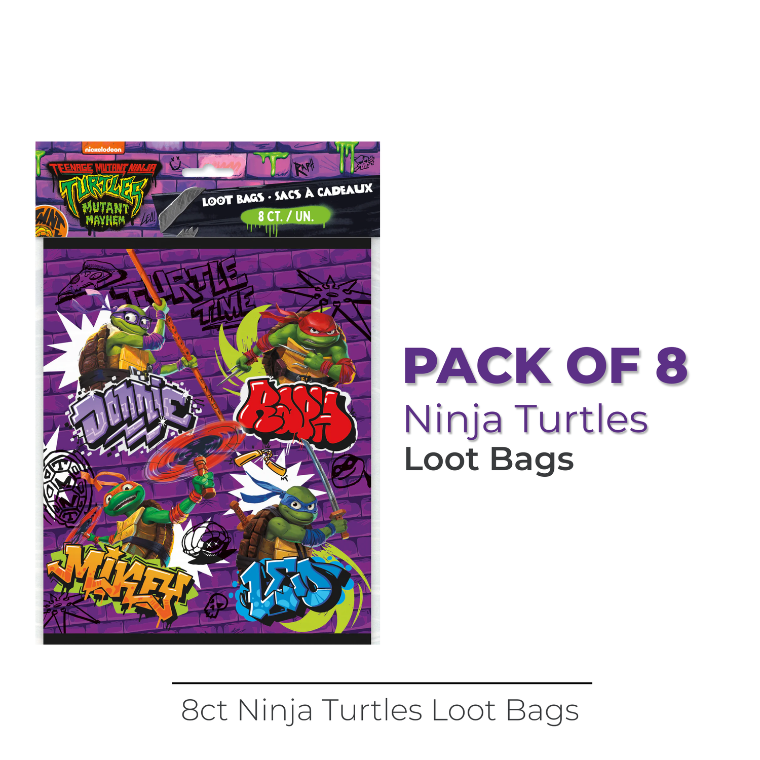 TMNT Mutant Mayhem Loot Bags, 8ct