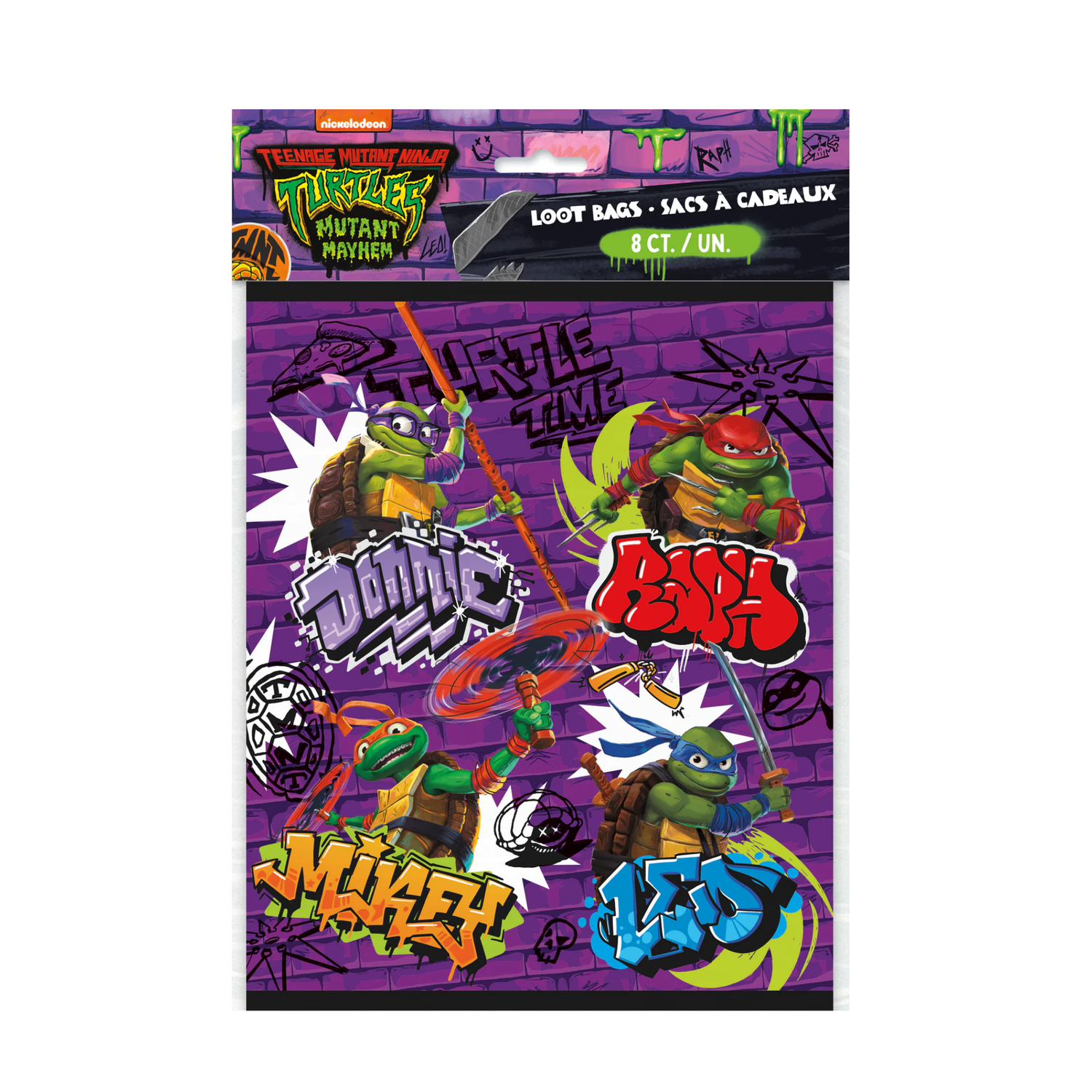 TMNT Mutant Mayhem Loot Bags, 8ct