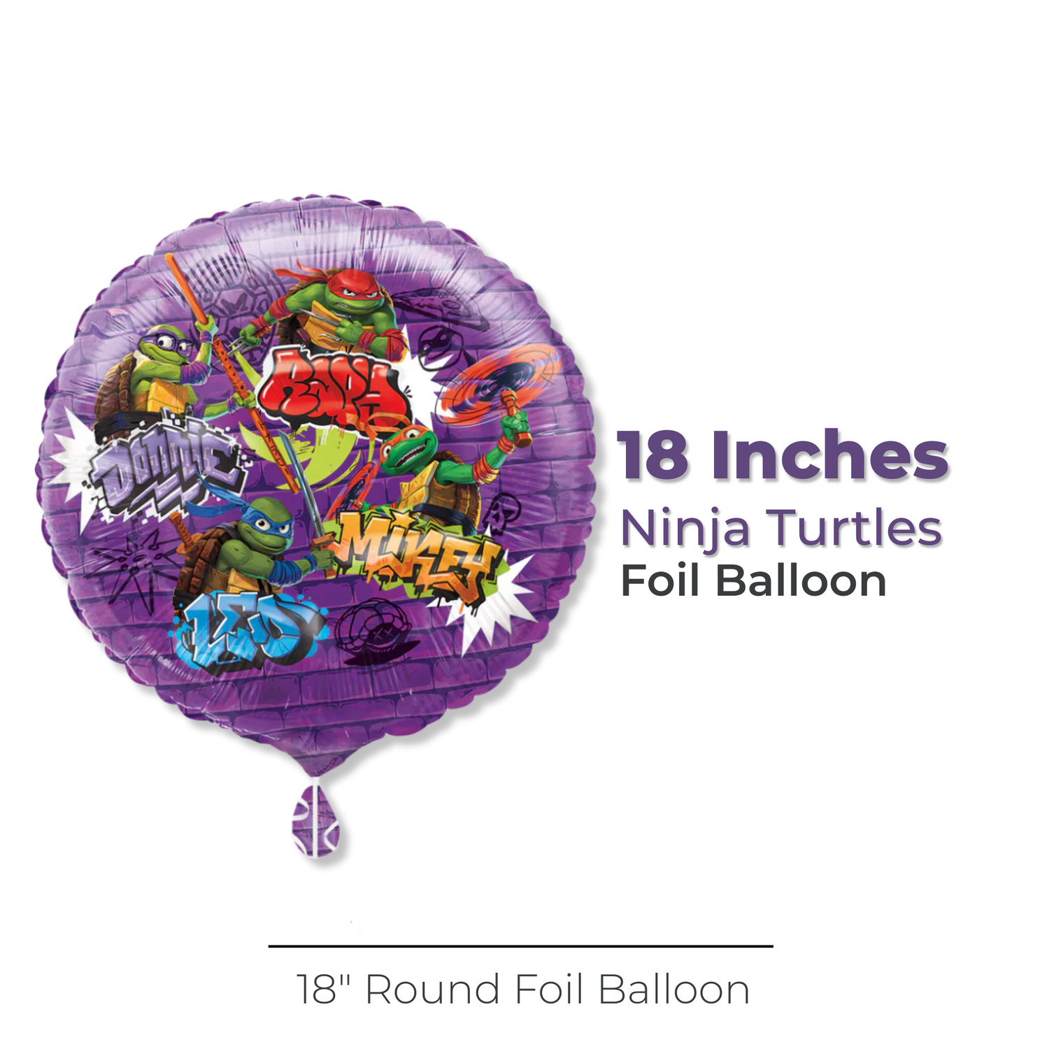 TMNT Mutant Mayhem Round 18" Foil Balloon, Packaged