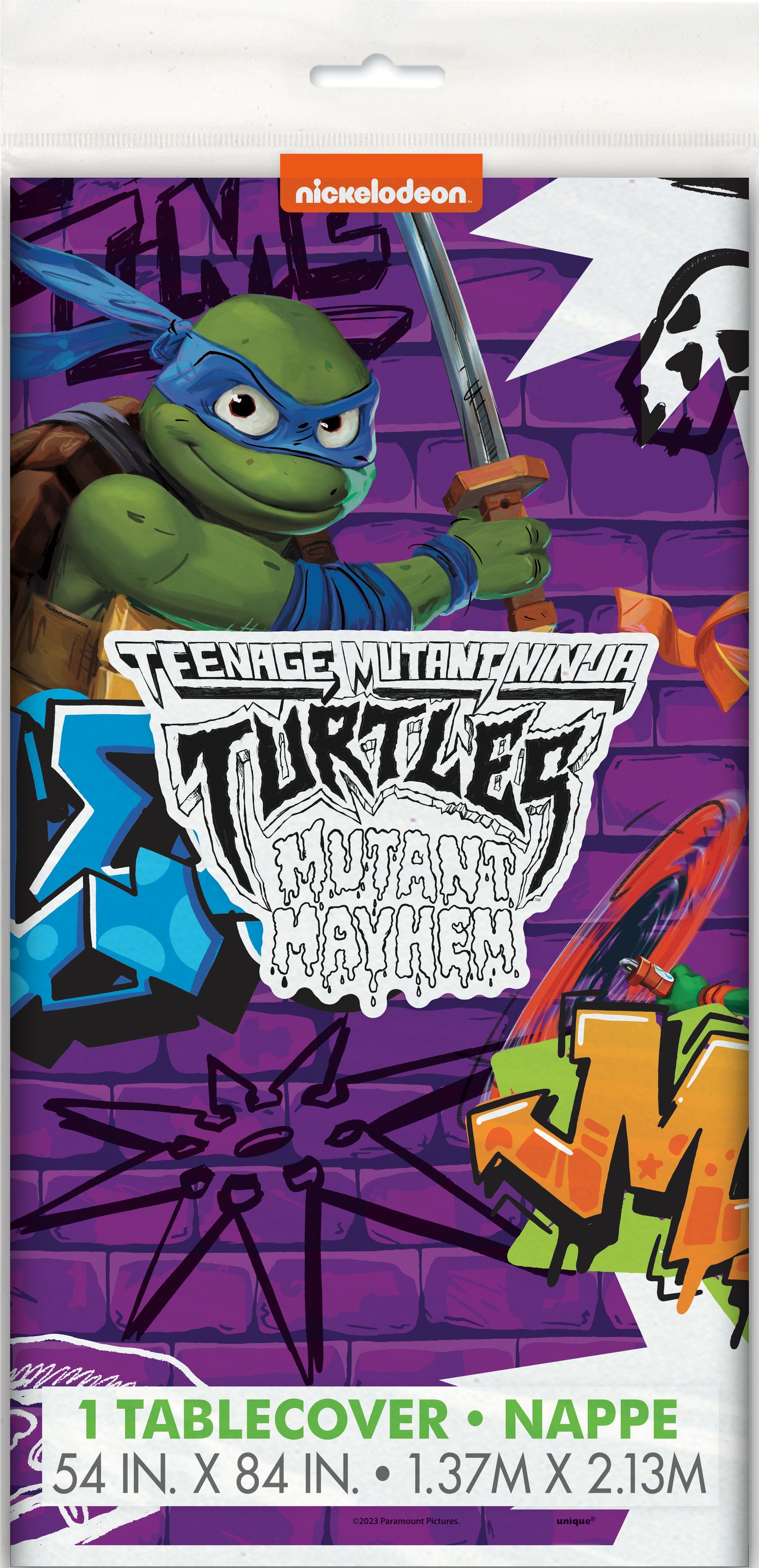 TMNT Mutant Mayhem Rectangular Plastic Table Cover, 54" x 84"
