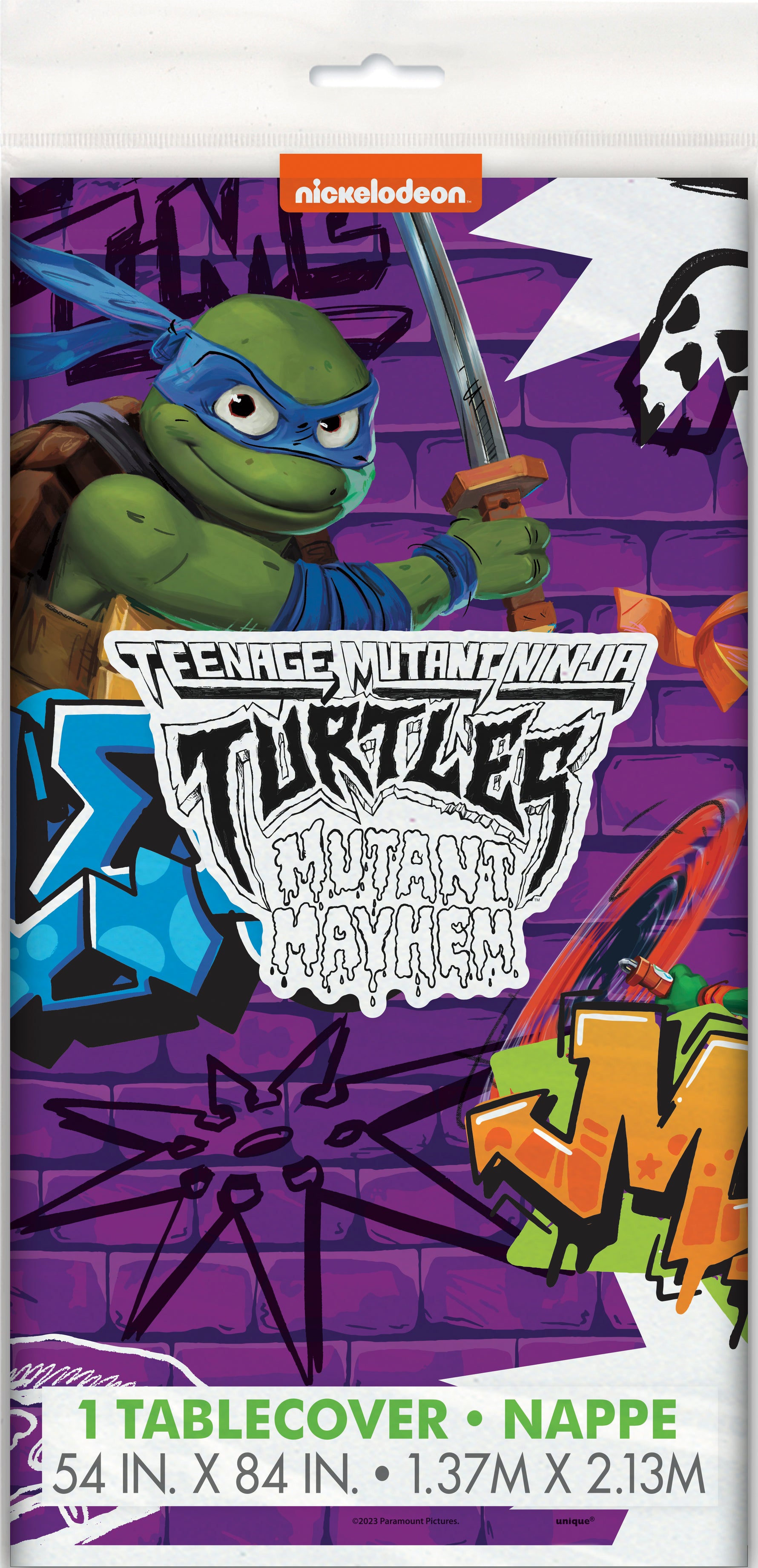 TMNT Mutant Mayhem Rectangular Plastic Table Cover, 54" x 84"